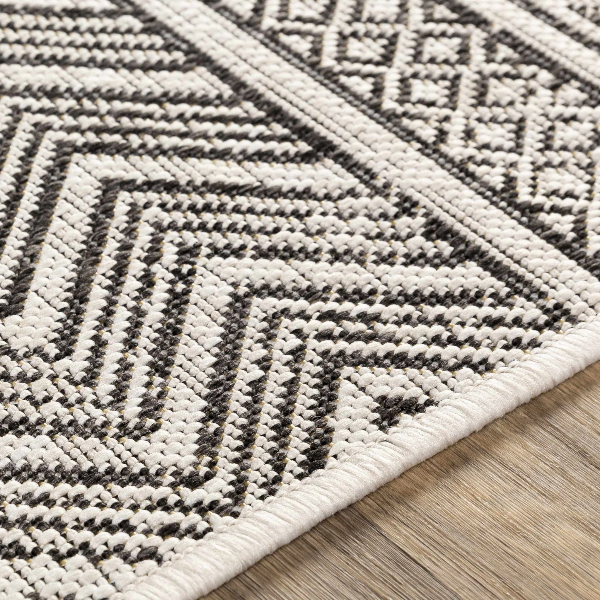 Contemporary Trellis Tribal Look Ivory And Charcoal Area Rug - Image 6