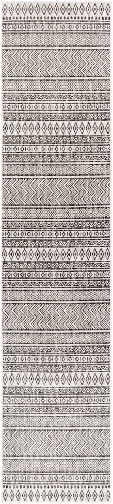Contemporary Trellis Tribal Look Ivory And Charcoal Area Rug - Image 9