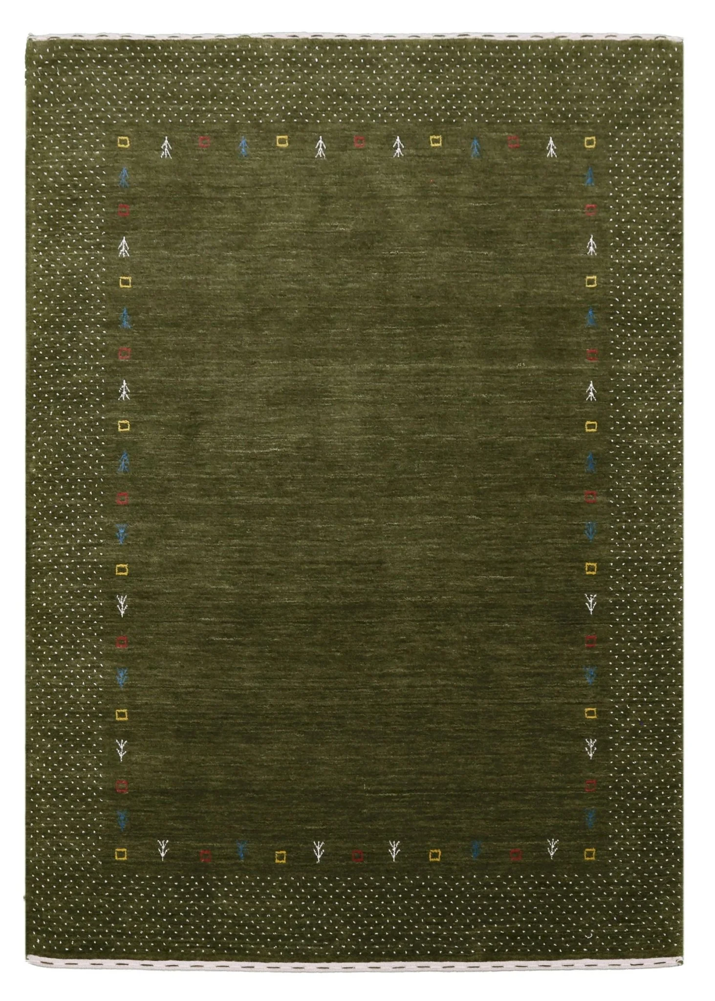 Tribal Border Design Hand Loomed Wool Area Rug - Image 11