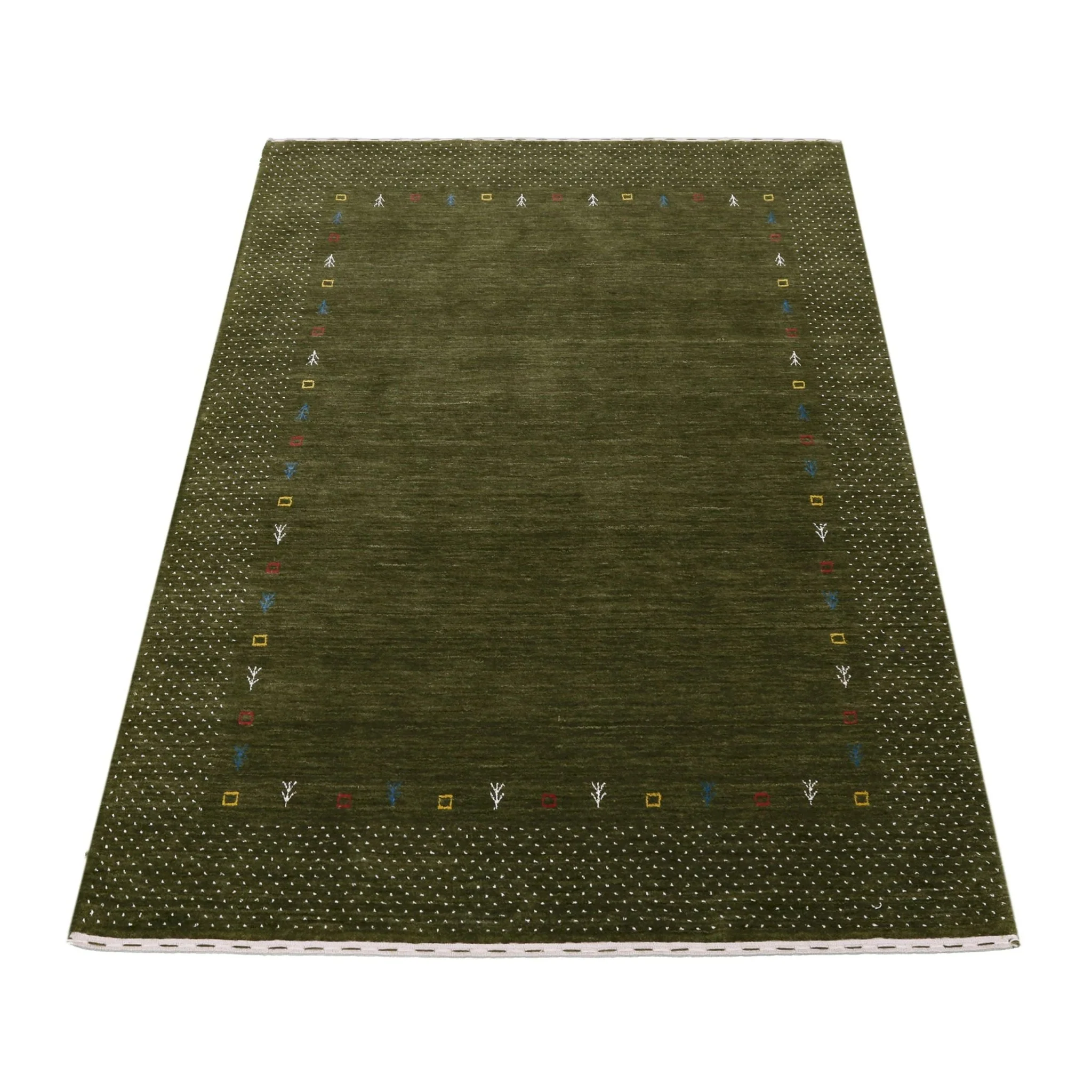 Tribal Border Design Hand Loomed Wool Area Rug - Image 12