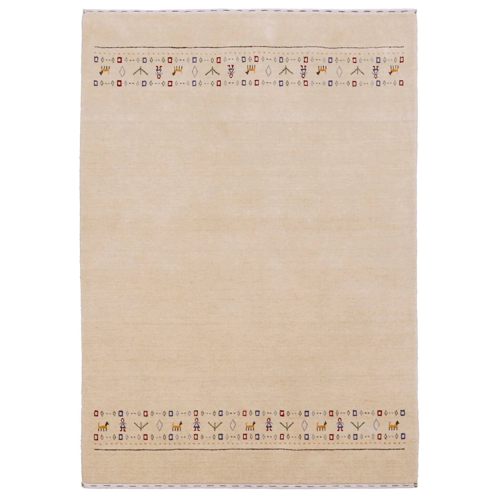 Tribal Border Ivory Design Hand Loomed Wool Area Rug - Image 10
