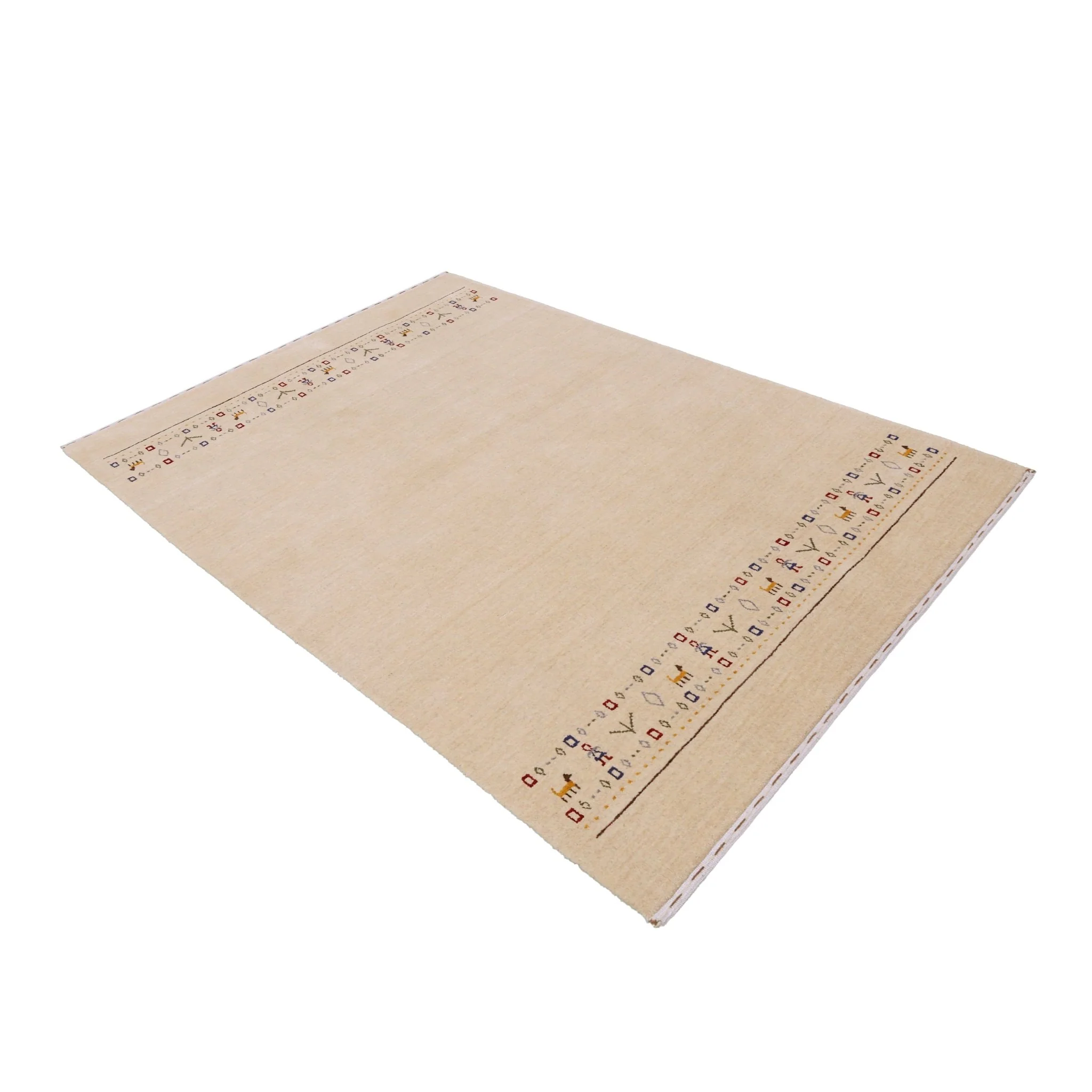 Tribal Border Ivory Design Hand Loomed Wool Area Rug - Image 11