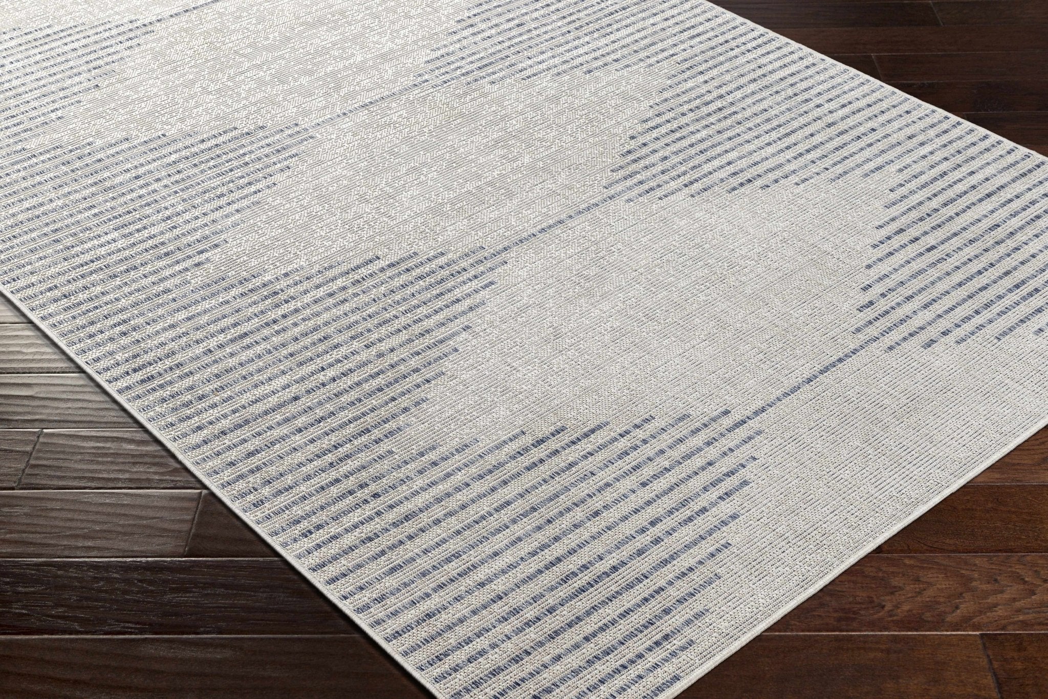 Contemporary Tribal Design  Blue and Beige Multi Size Area Rug - Image 2