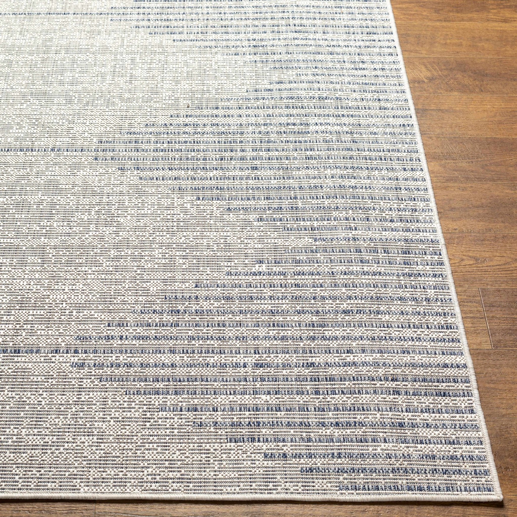 Contemporary Tribal Design  Blue and Beige Multi Size Area Rug - Image 4