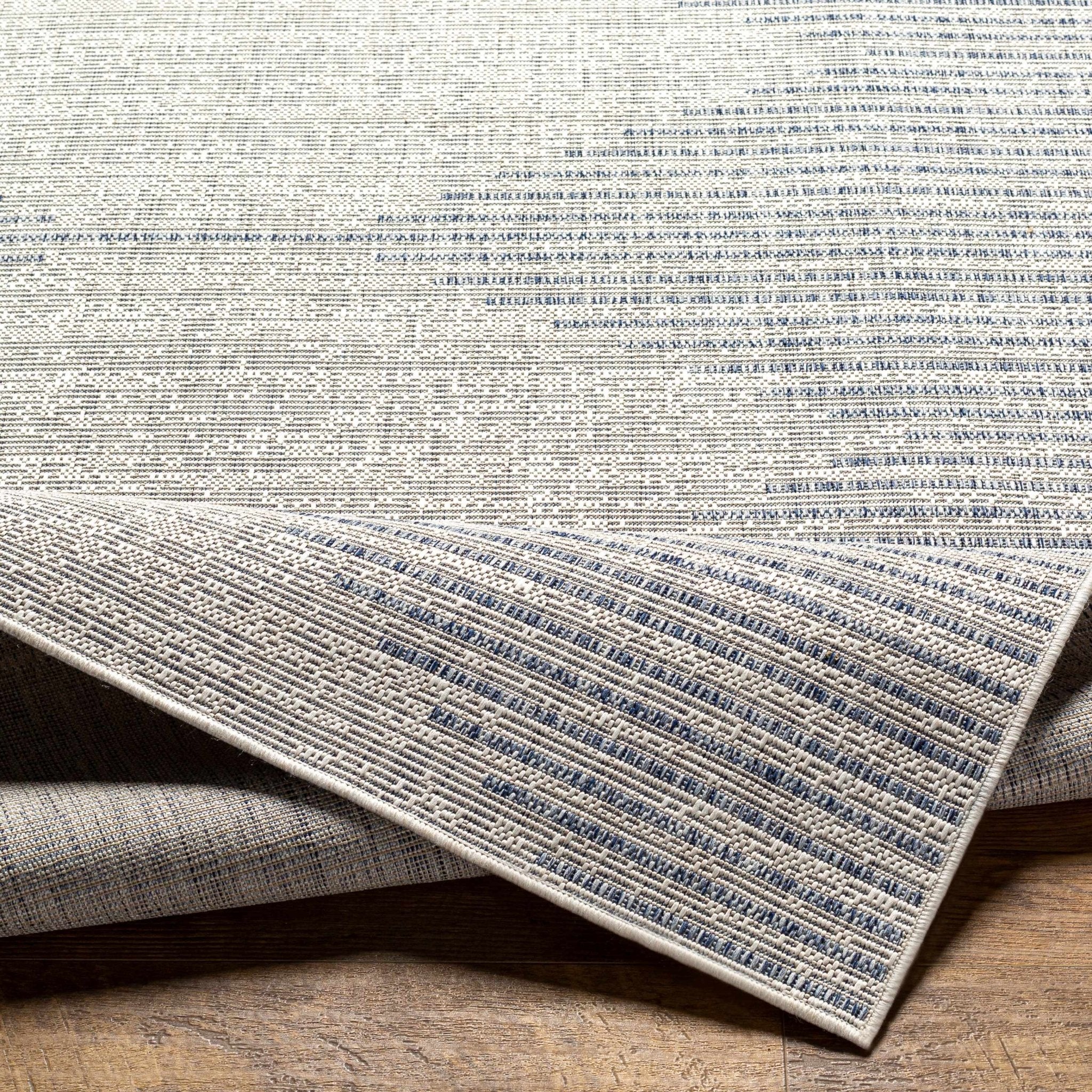 Contemporary Tribal Design  Blue and Beige Multi Size Area Rug - Image 5