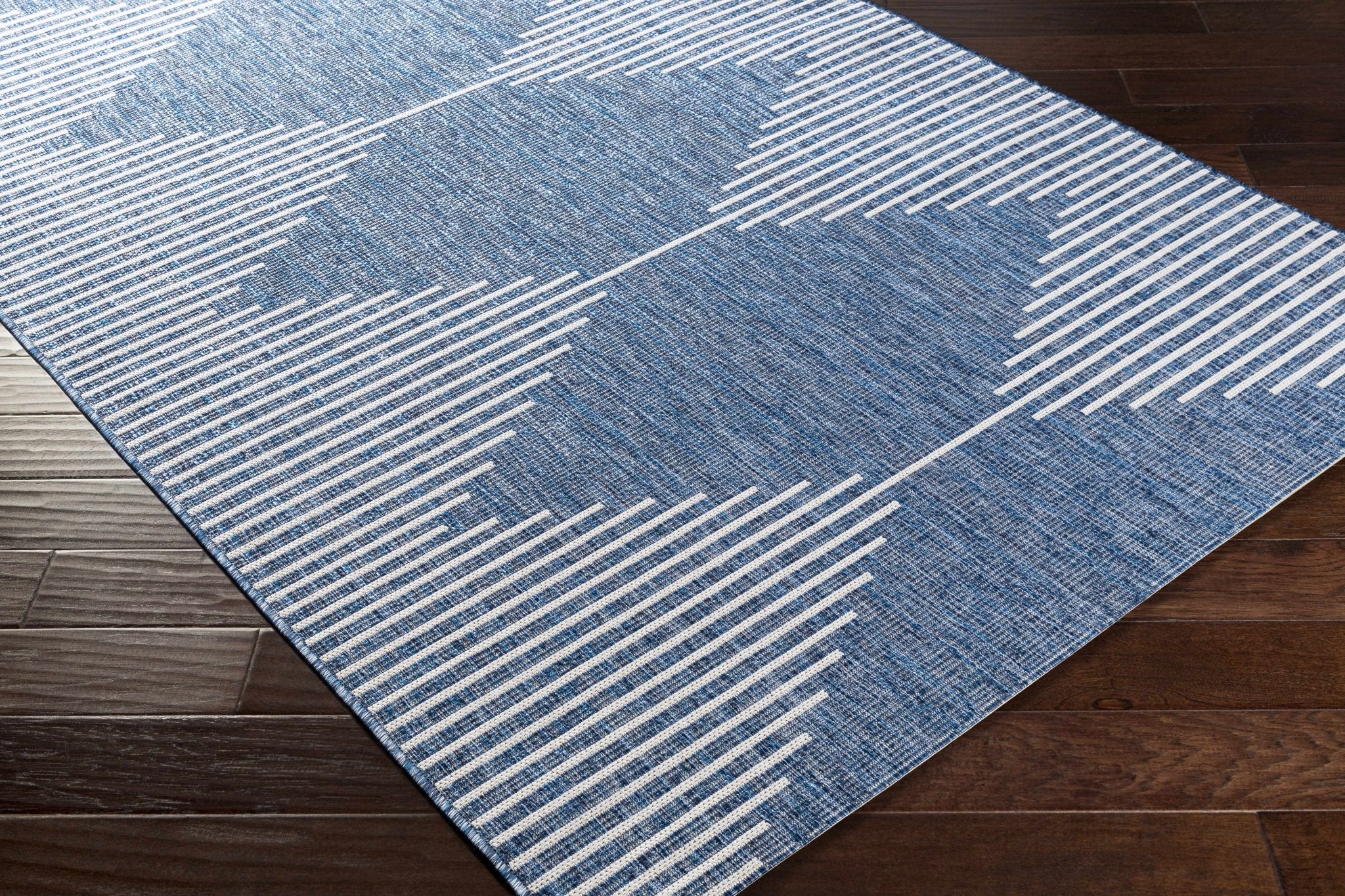 Contemporary Tribal Design Blue, Off white and Ivory Multi size Area Rug - Image 10