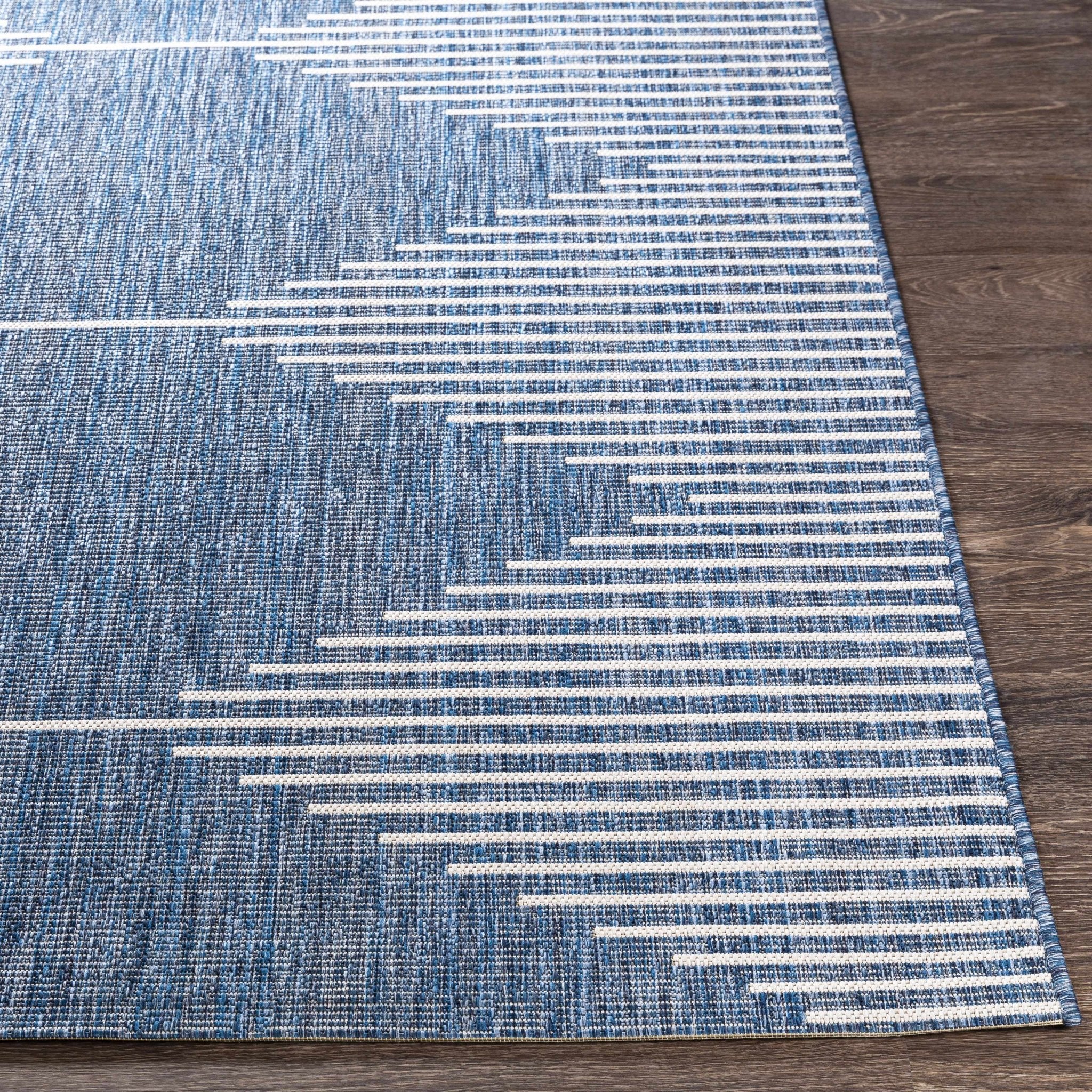 Contemporary Tribal Design Blue, Off white and Ivory Multi size Area Rug - Image 11