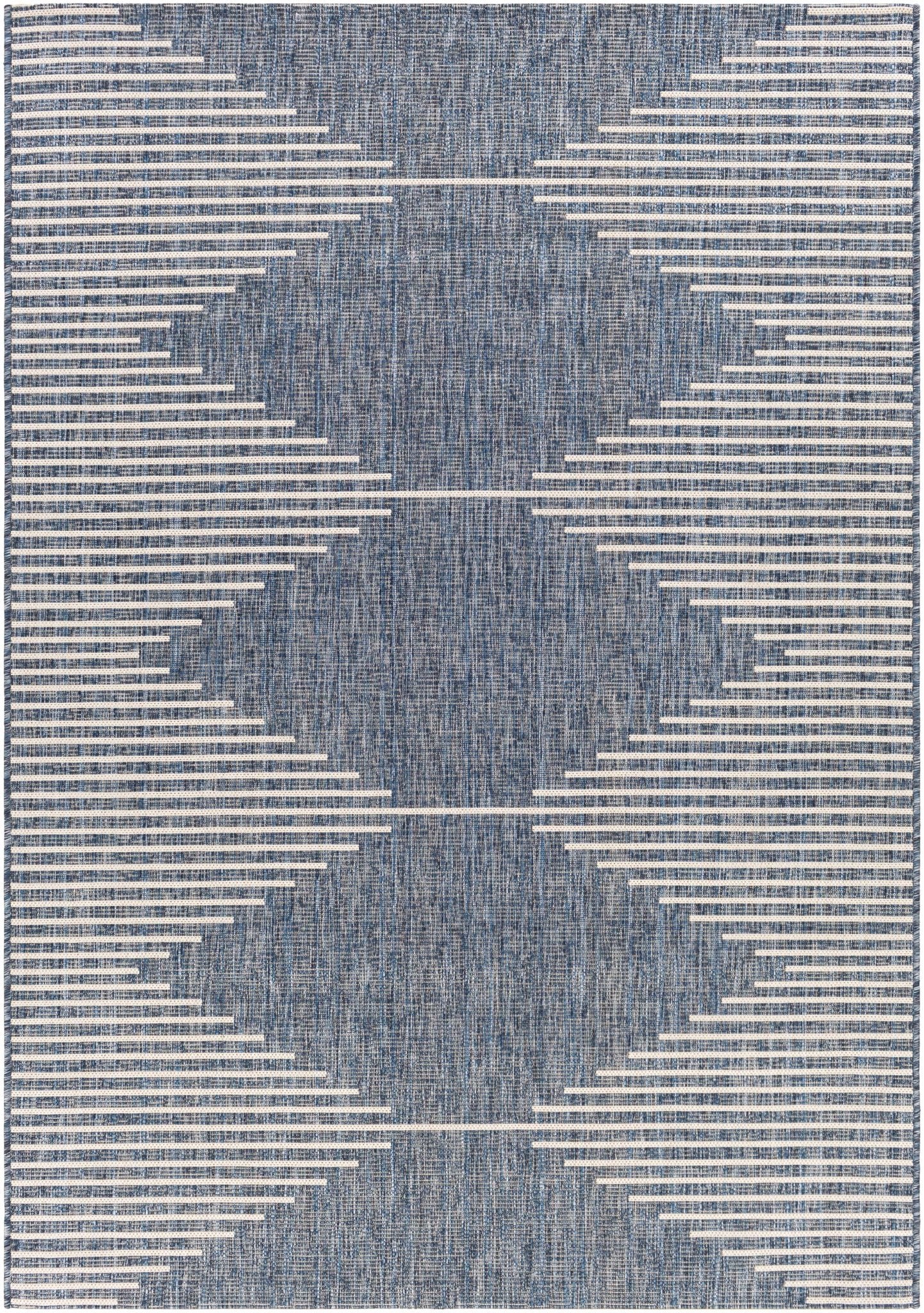 Contemporary Tribal Design Blue, Off white and Ivory Multi size Area Rug - Image 13