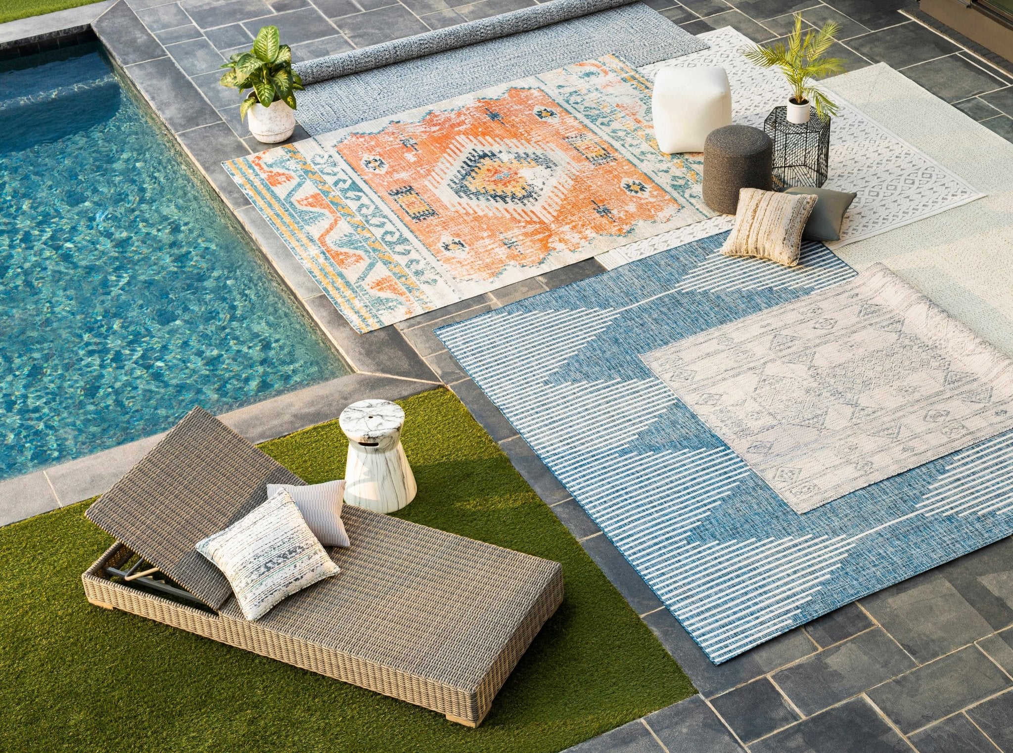 Contemporary Tribal Design Blue, Off white and Ivory Multi size Area Rug - Image 15