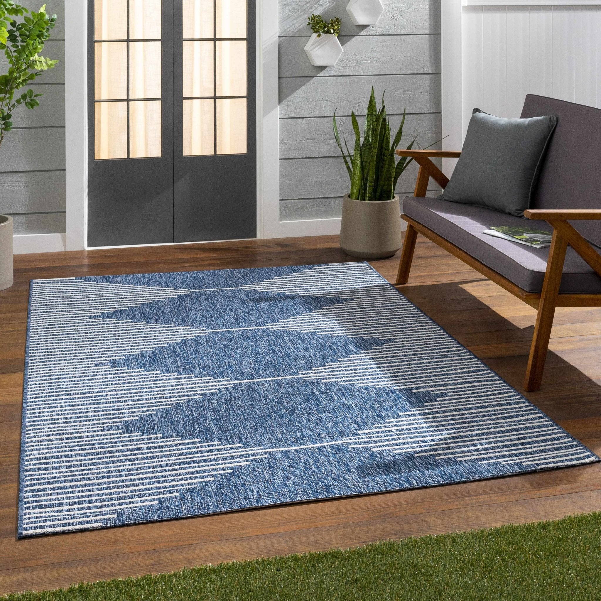 Contemporary Tribal Design Blue, Off white and Ivory Multi size Area Rug - Image 17