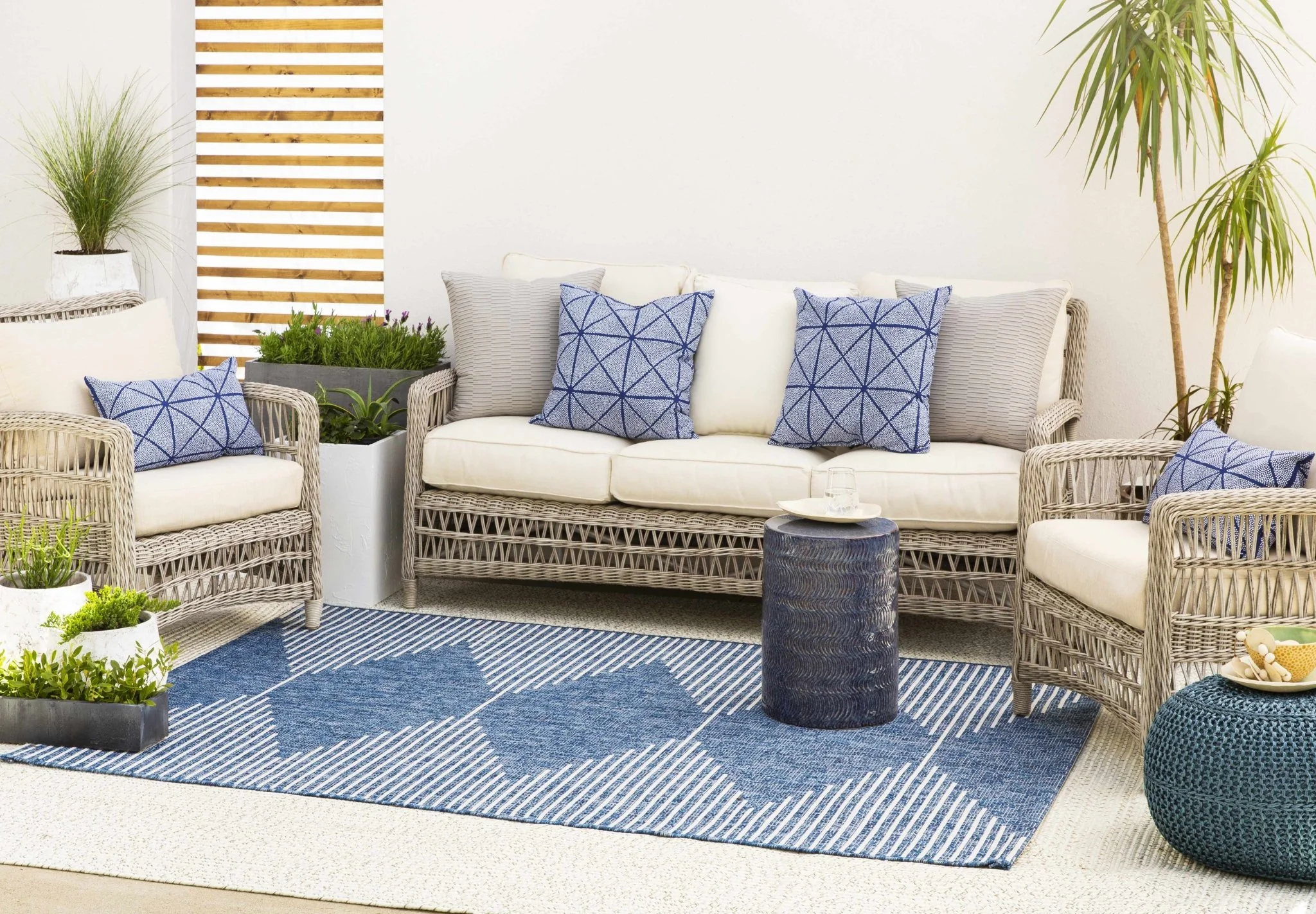Contemporary Tribal Design Blue, Off white and Ivory Multi size Area Rug - Image 4