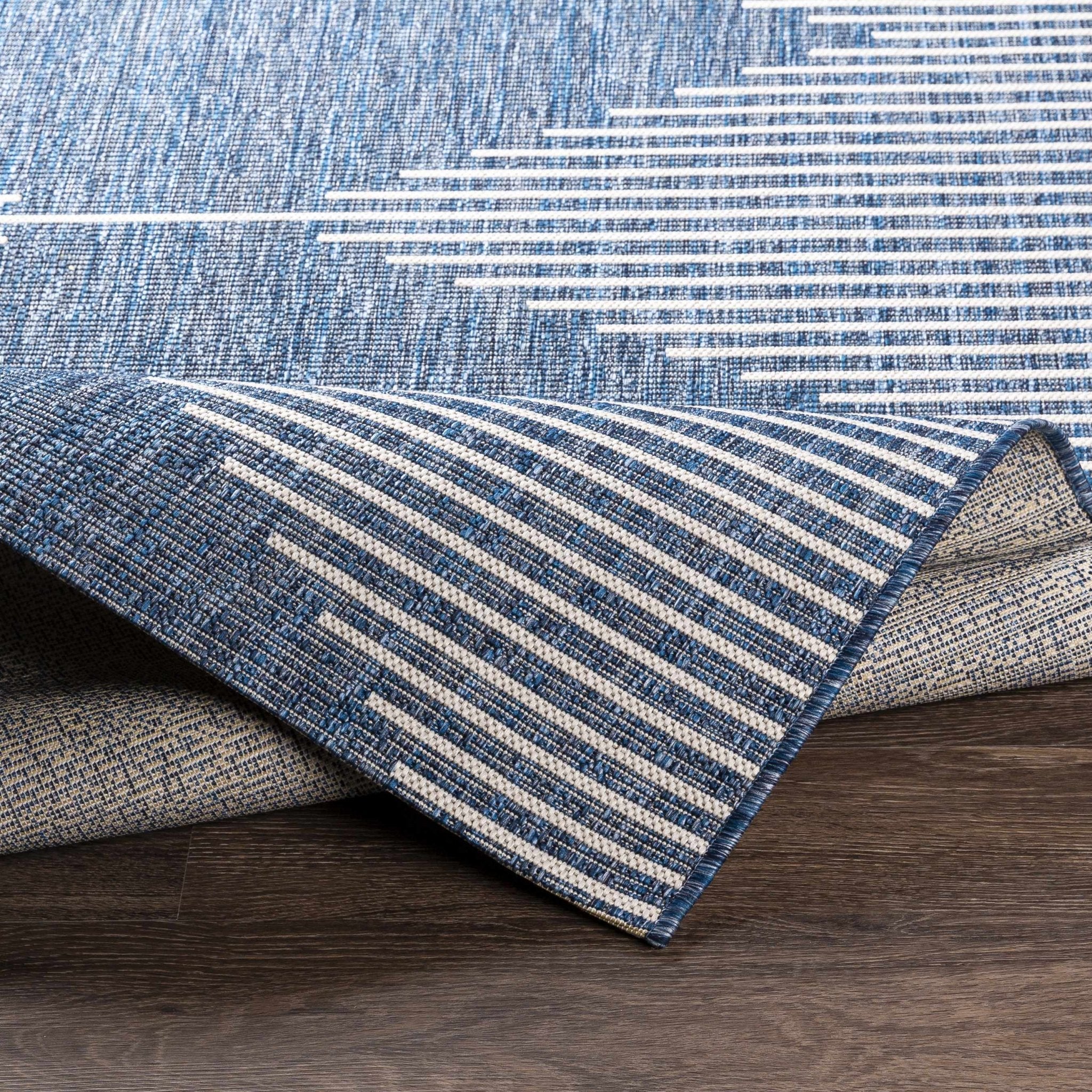 Contemporary Tribal Design Blue, Off white and Ivory Multi size Area Rug - Image 9