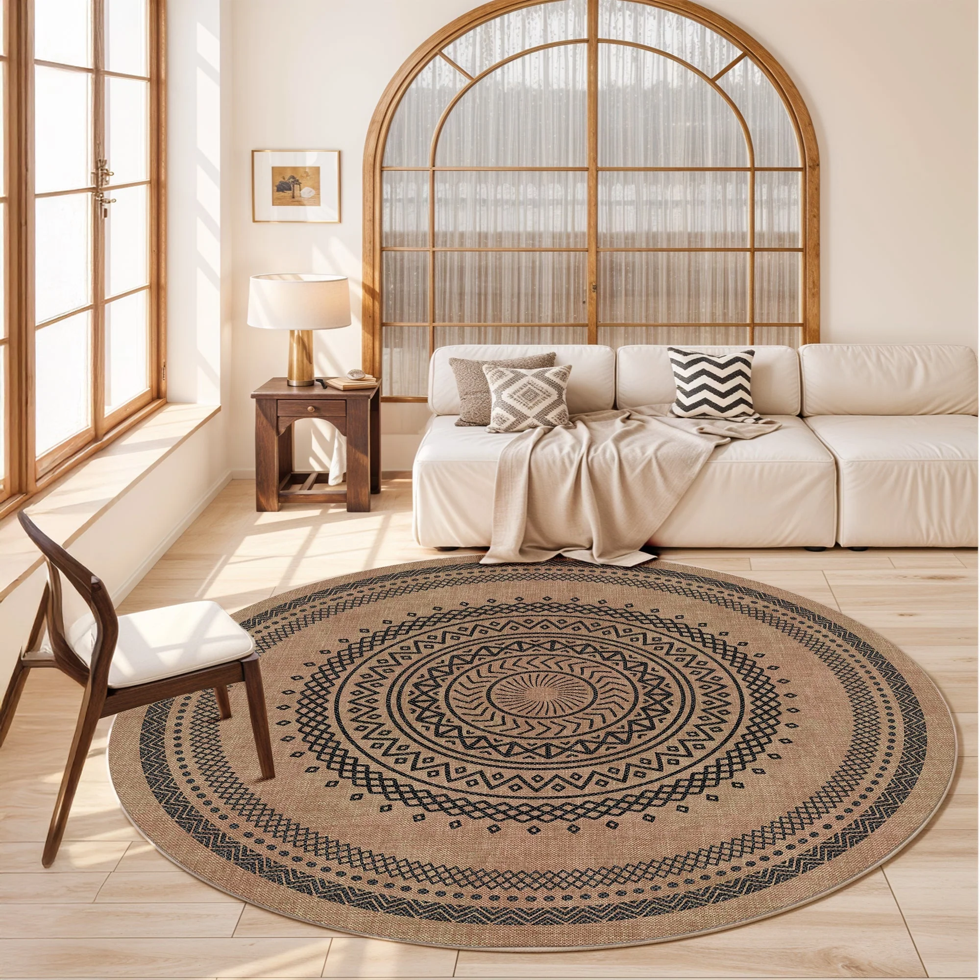 Tribal Design Brown Machine Washable Cotton Area Rug - Image 3