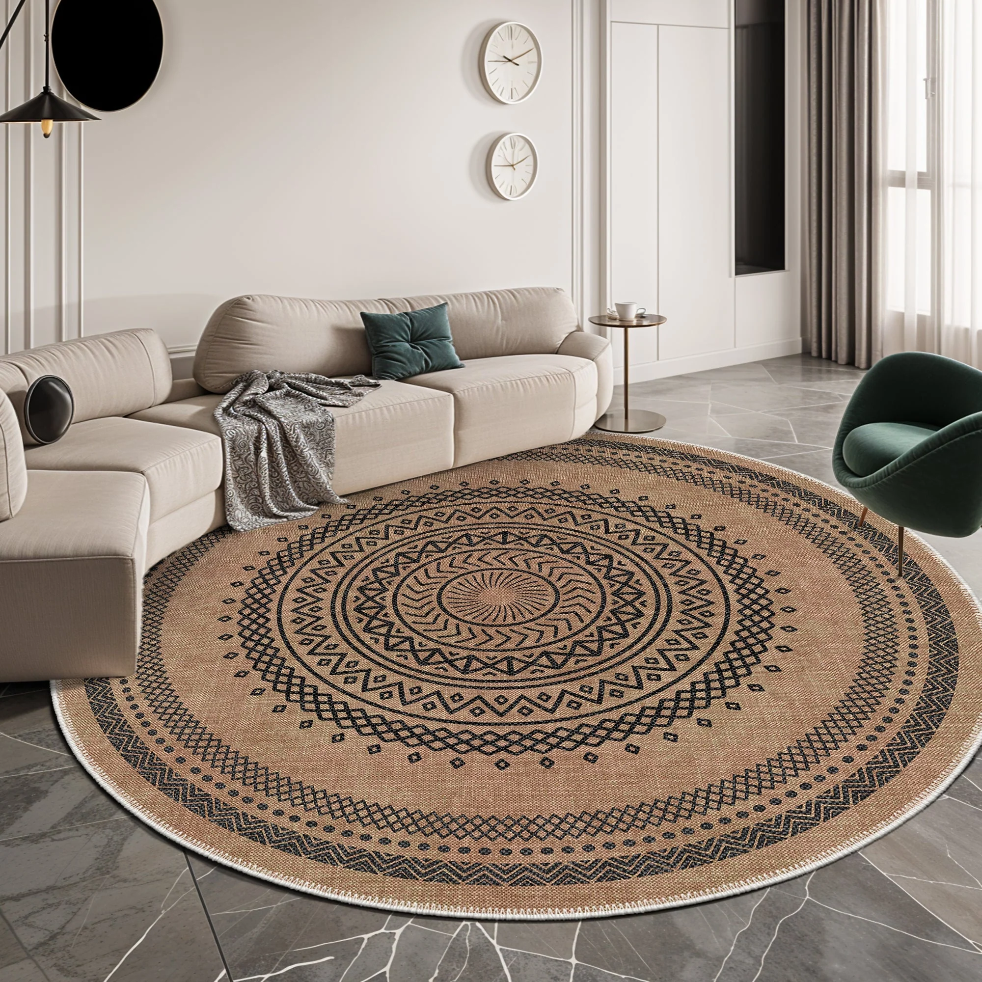 Tribal Design Brown Machine Washable Cotton Area Rug - Image 4