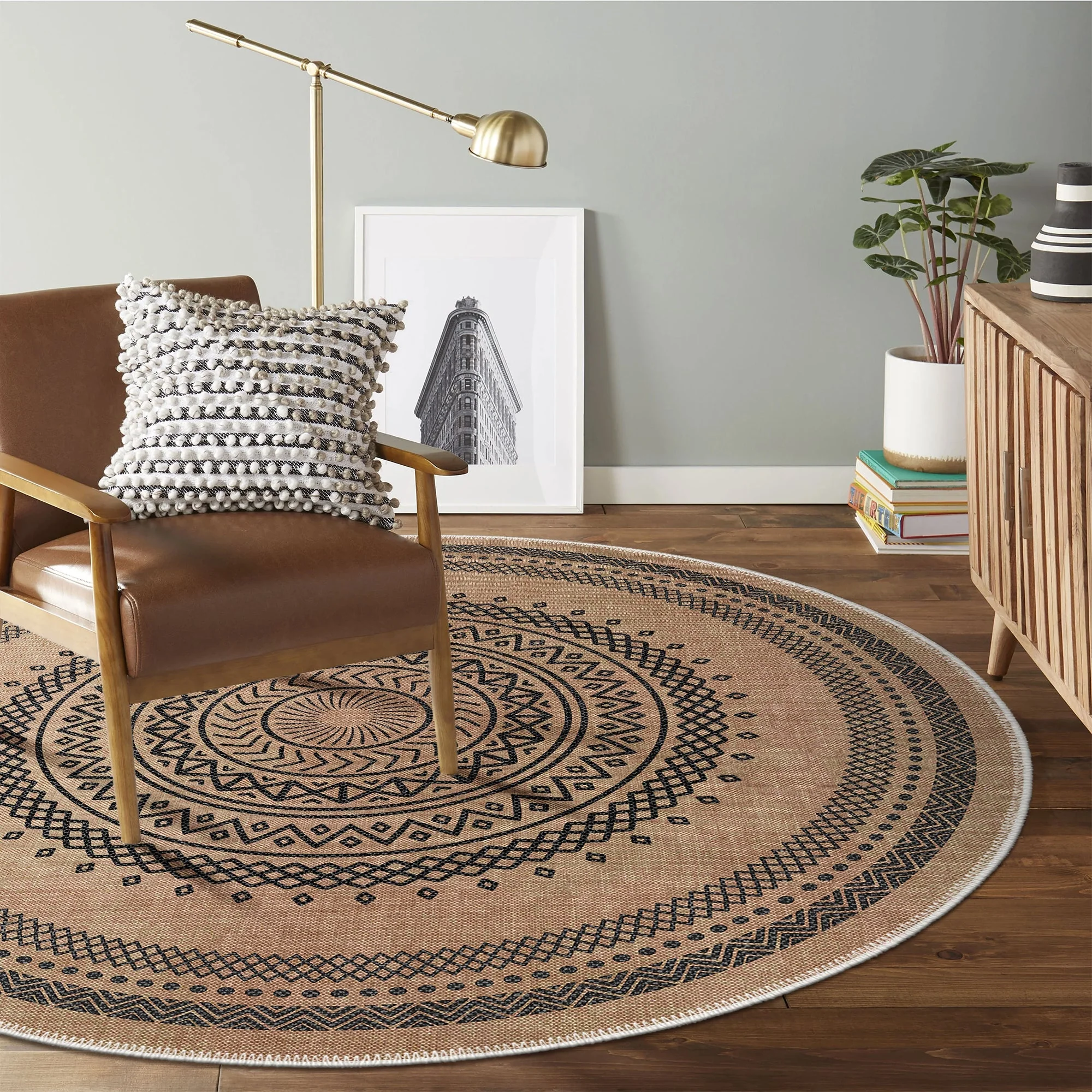 Tribal Design Brown Machine Washable Cotton Area Rug - Image 5