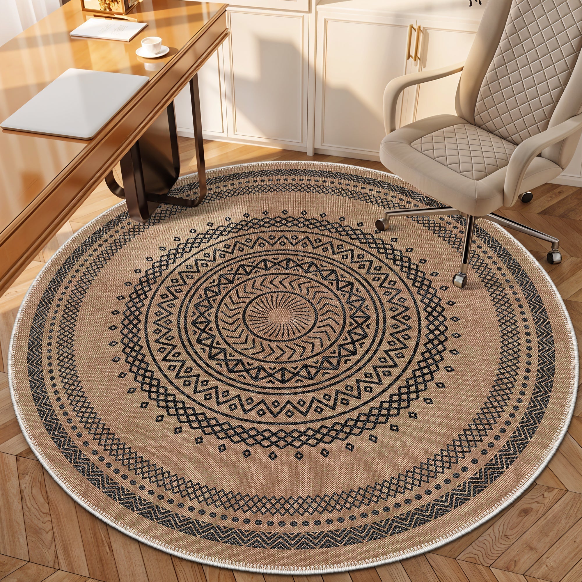 Tribal Design Brown Machine Washable Cotton Area Rug - Image 6