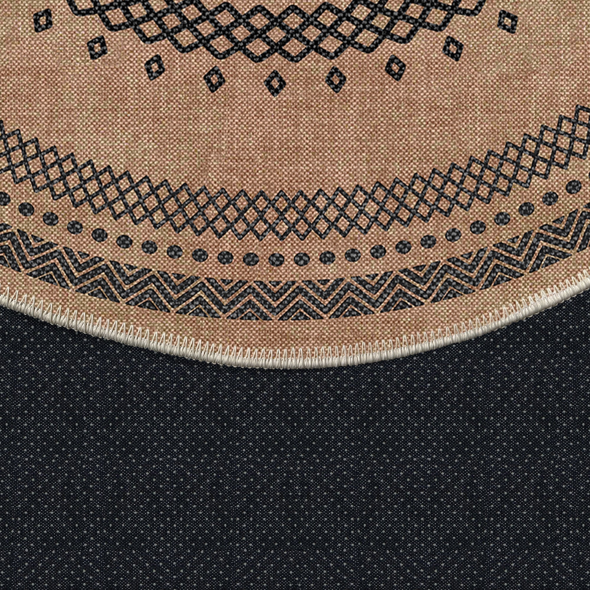 Tribal Design Brown Machine Washable Cotton Area Rug - Image 7