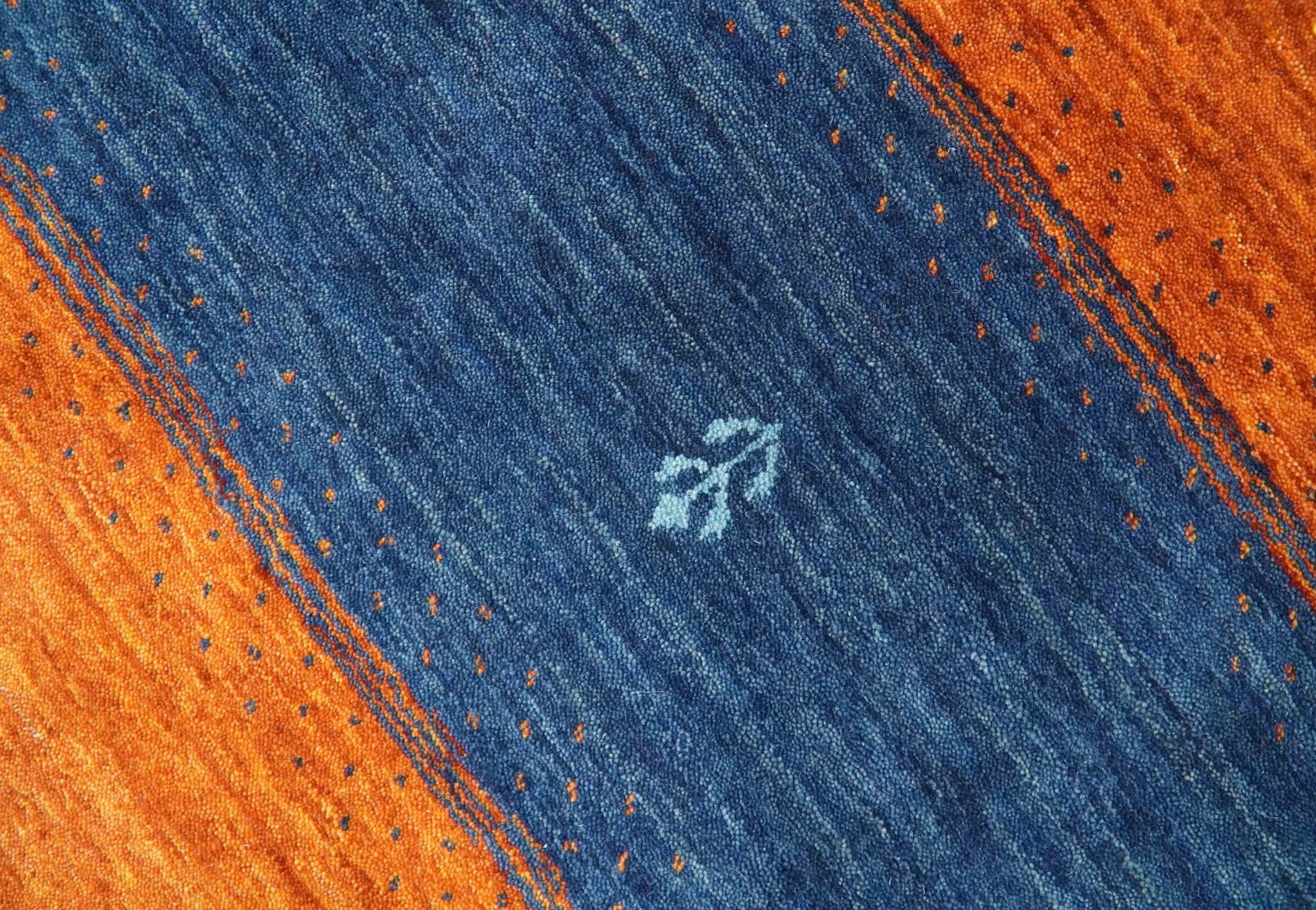 Tribal Gabbeh Green, Gold, Rust and Blue Stripes Design Multi Size Wool area Rug - Image 4