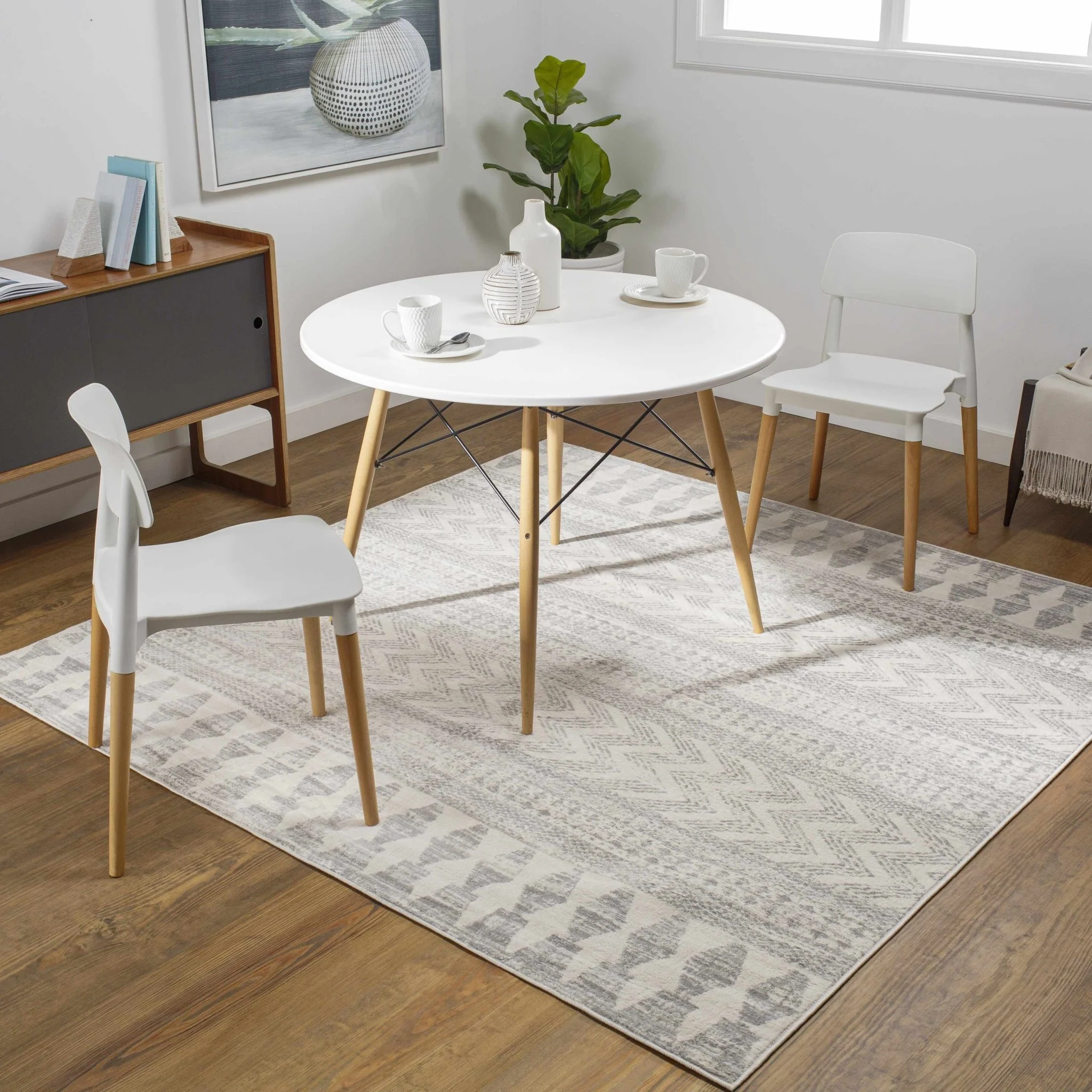 Tribal Look Beige and Charcoal Traditional Geometrical Design Rug - Image 18