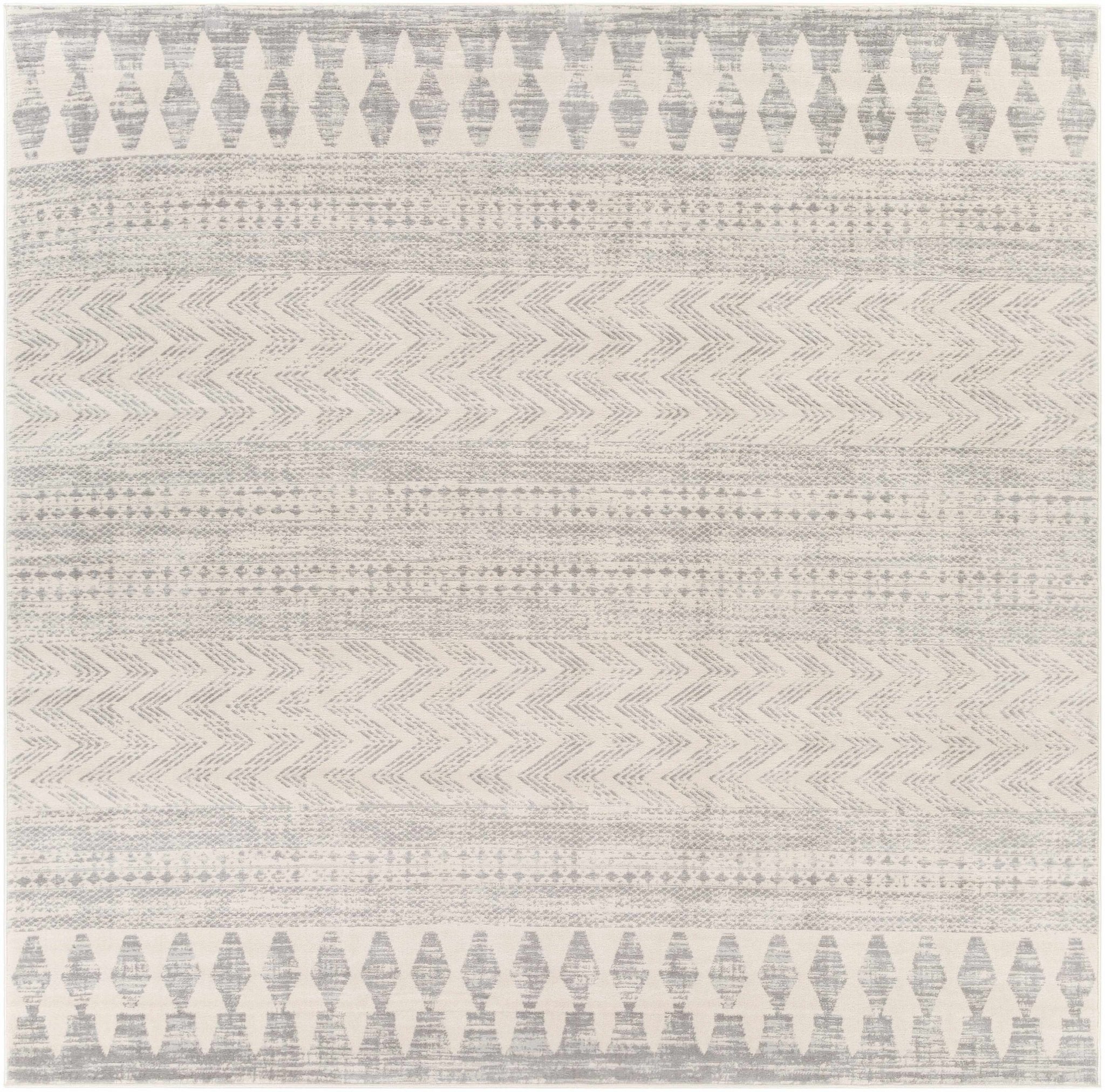 Tribal Look Beige and Charcoal Traditional Geometrical Design Rug - Image 6