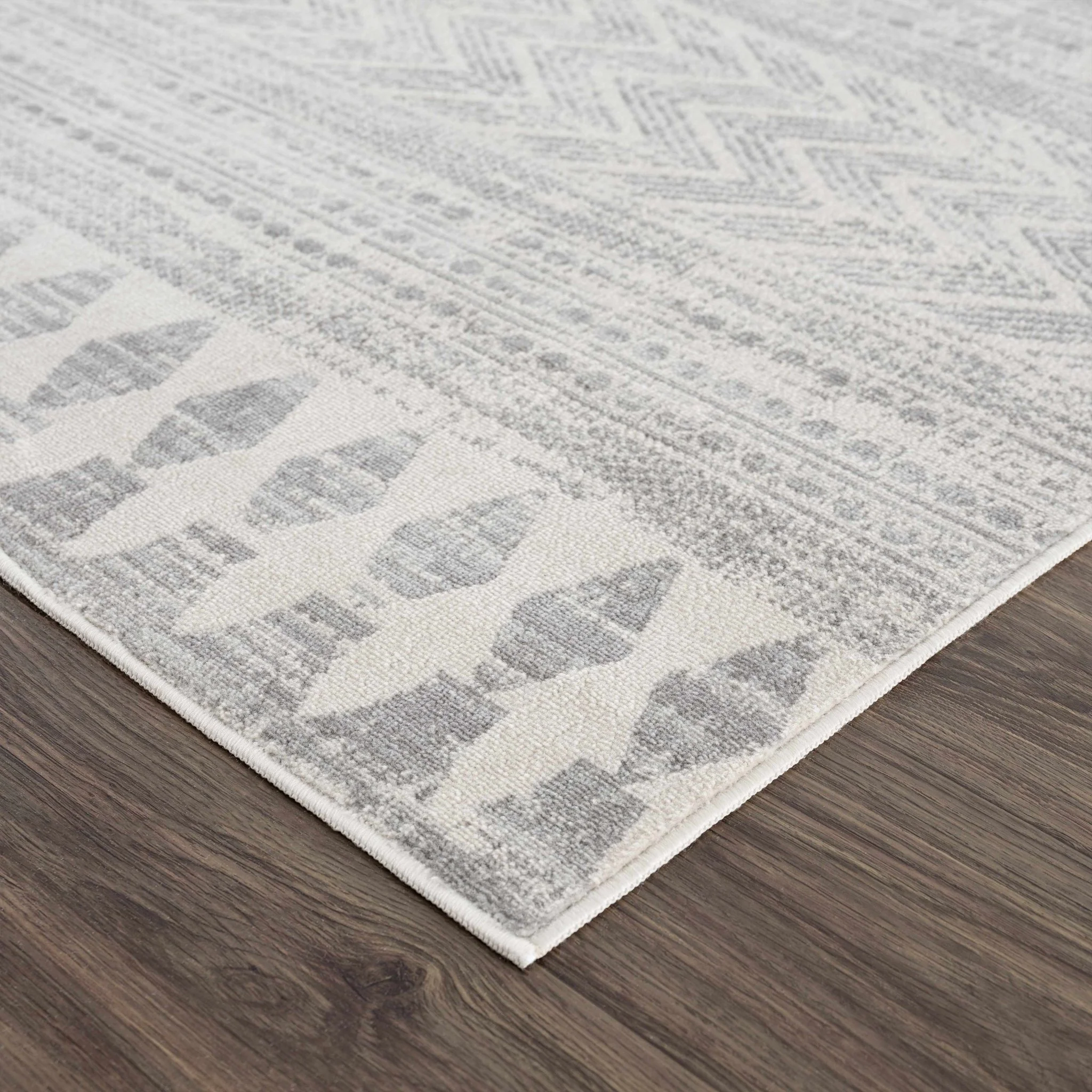 Tribal Look Beige and Charcoal Traditional Geometrical Design Rug - Image 7