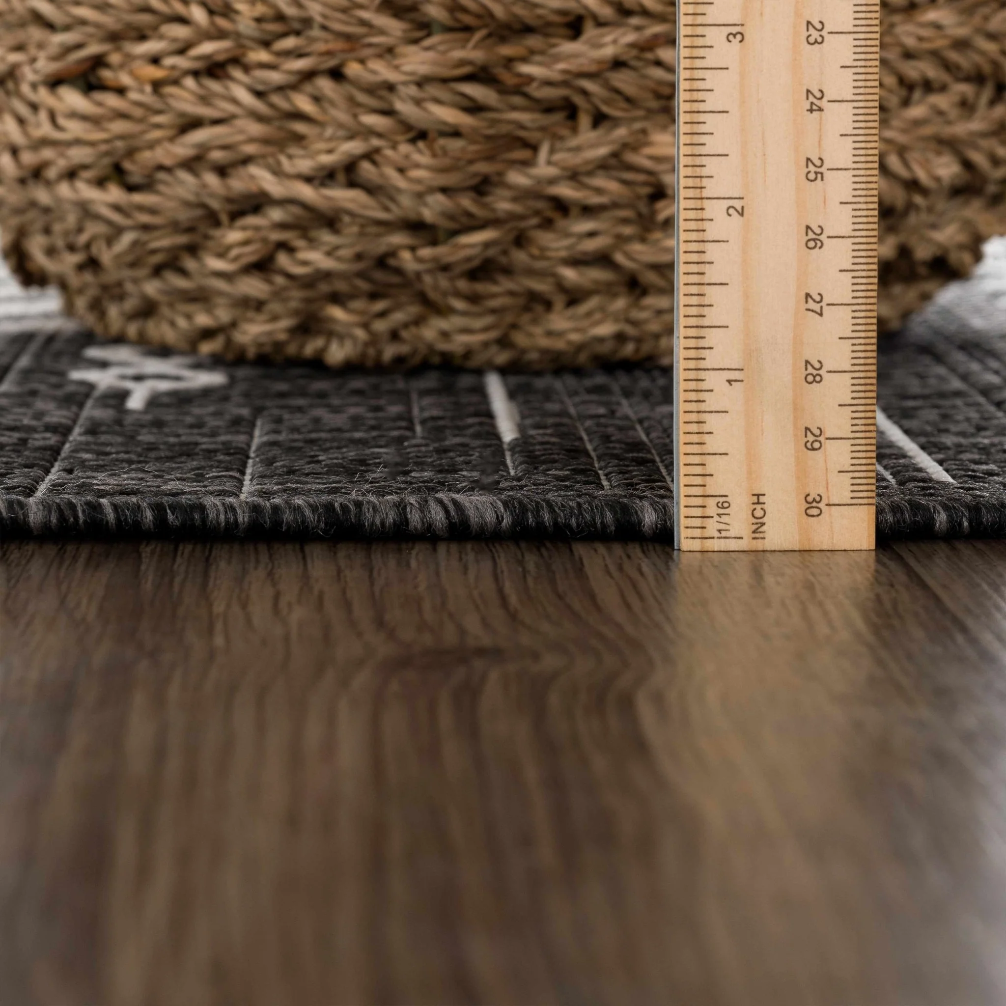 Tribal Design Charcoal And Ivory Traditional Ikat Design Outdoor Safe area Rug - Image 6