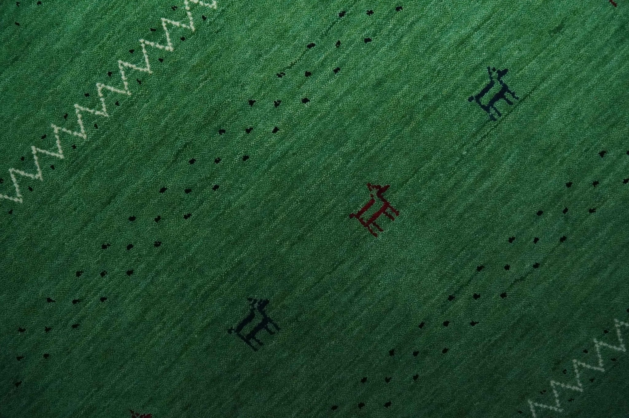 Tribal Design Green Custom Made Traditional Hand loom Wool Area Rug - Image 4