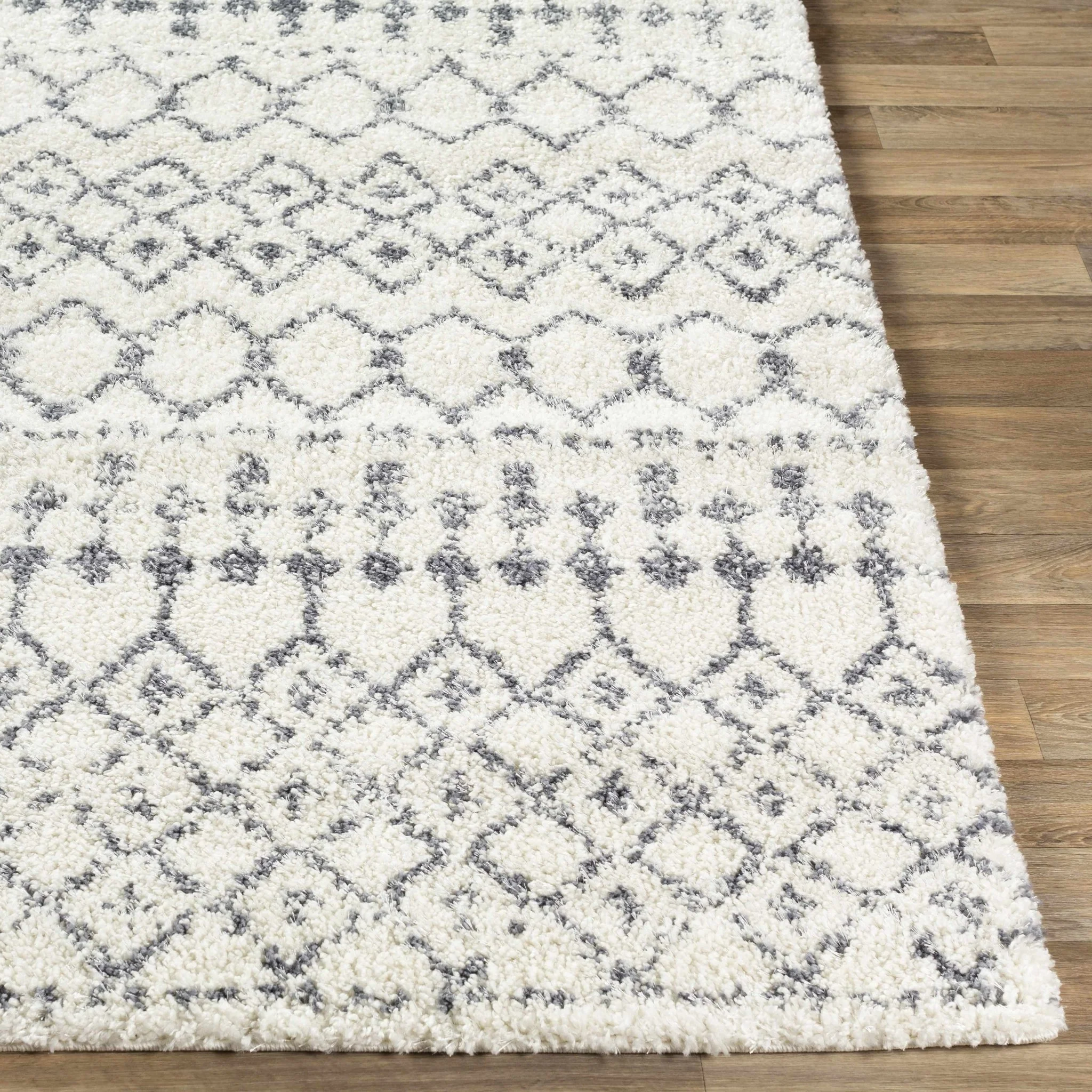 Ivory and Charcoal Geometrical Design Plush Pile Multi Size area rug - Image 10