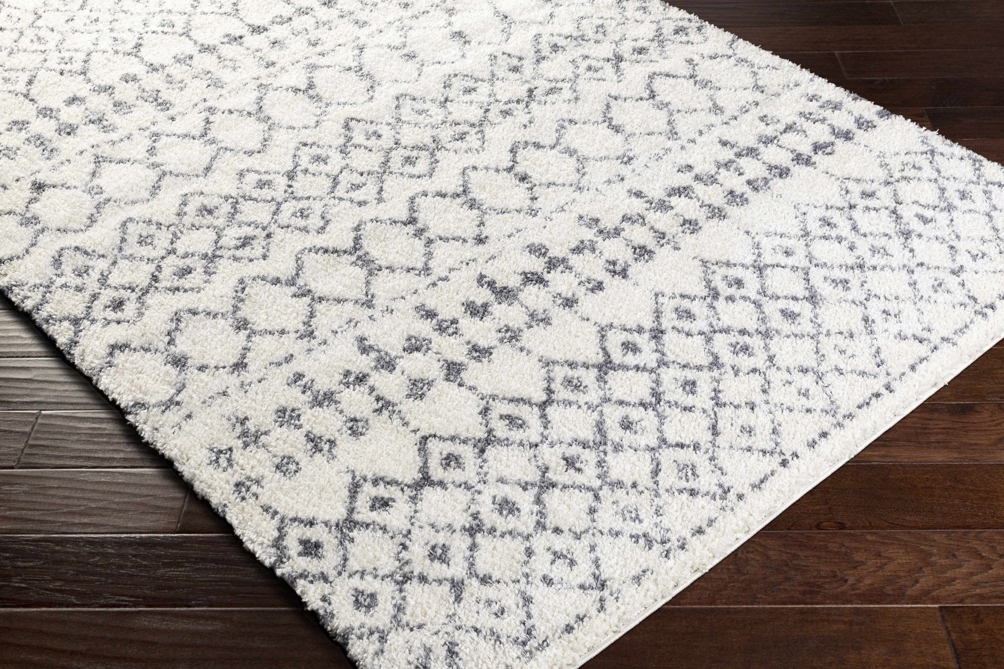 Ivory and Charcoal Geometrical Design Plush Pile Multi Size area rug - Image 11