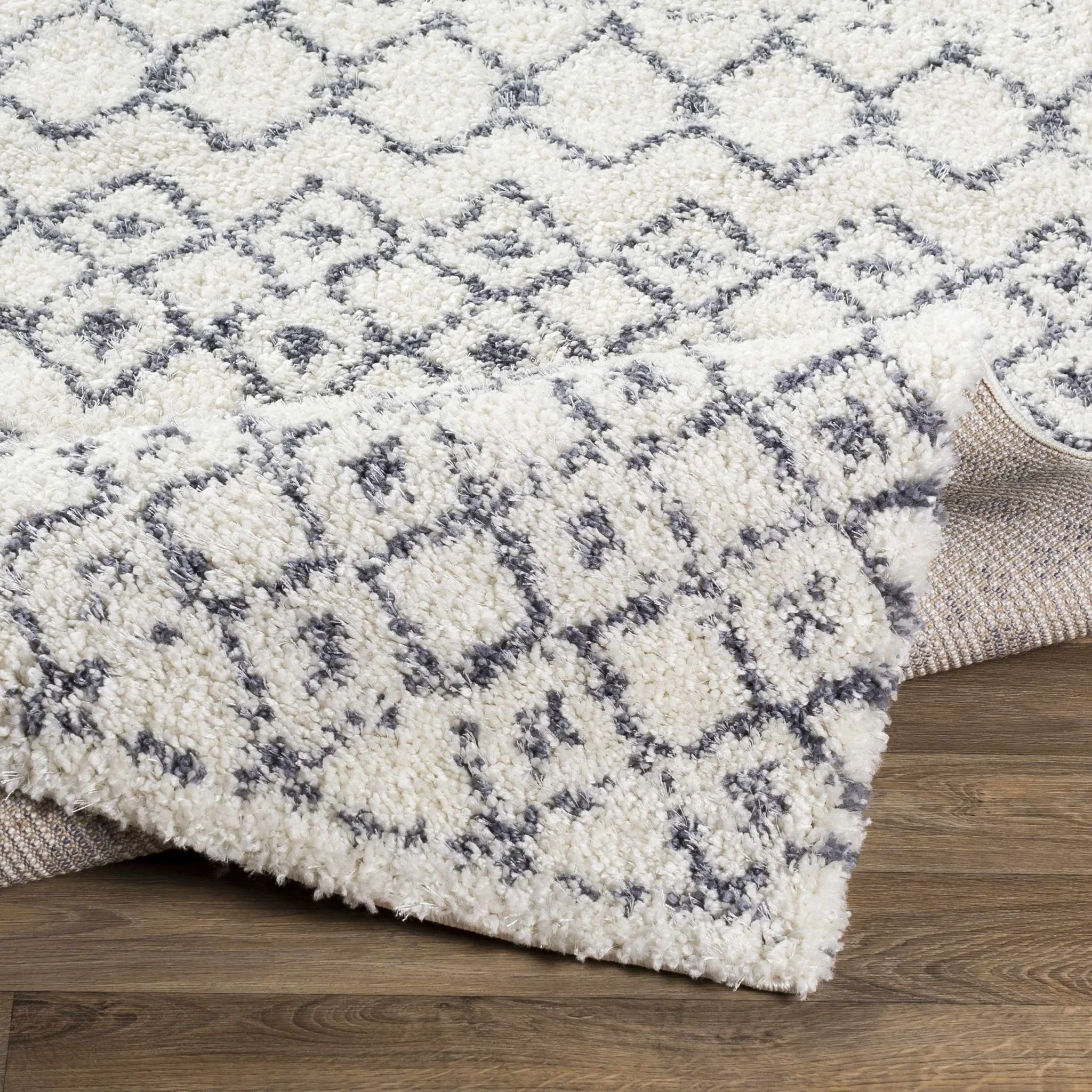 Ivory and Charcoal Geometrical Design Plush Pile Multi Size area rug - Image 12