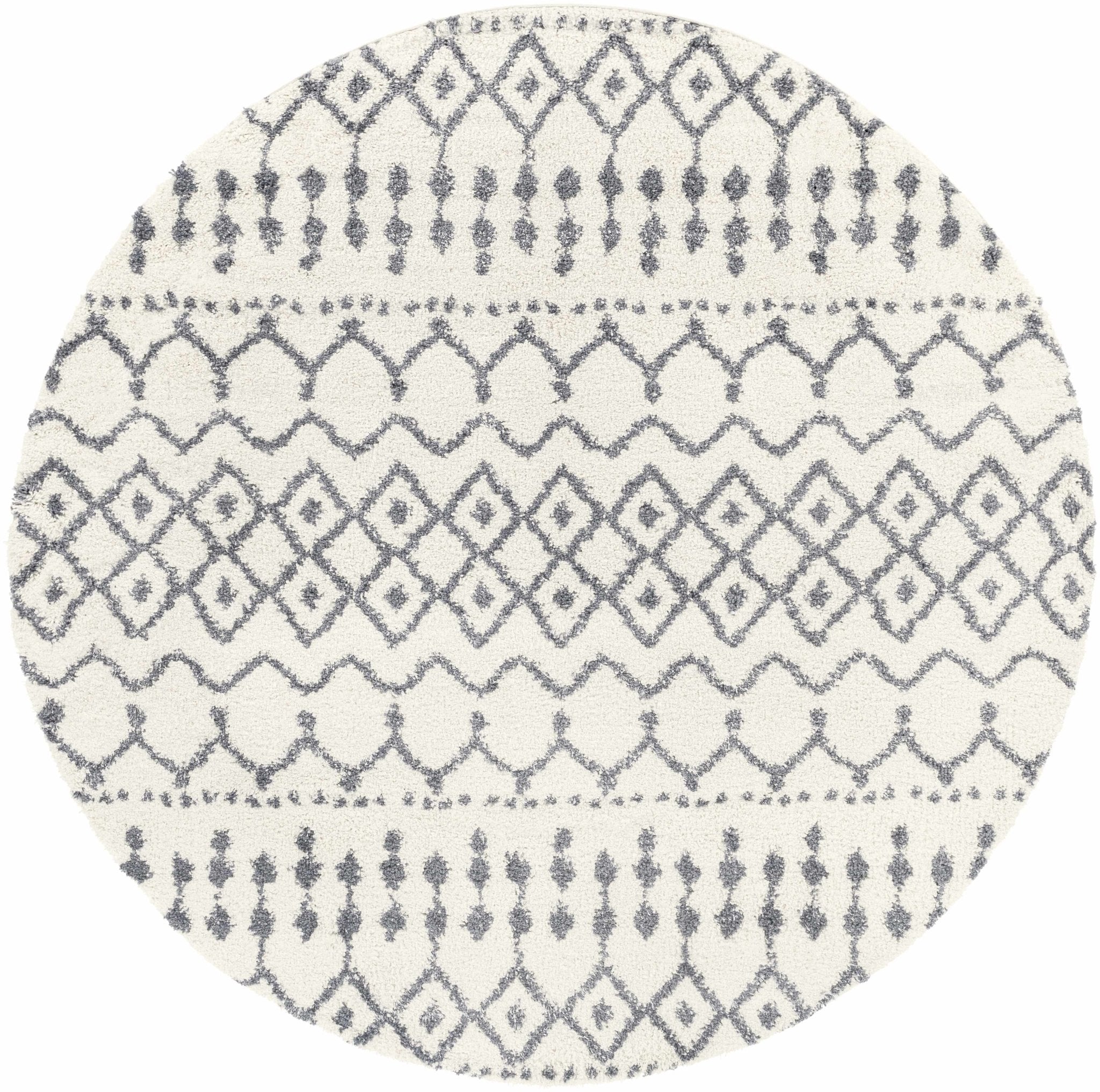 Ivory and Charcoal Geometrical Design Plush Pile Multi Size area rug - Image 3