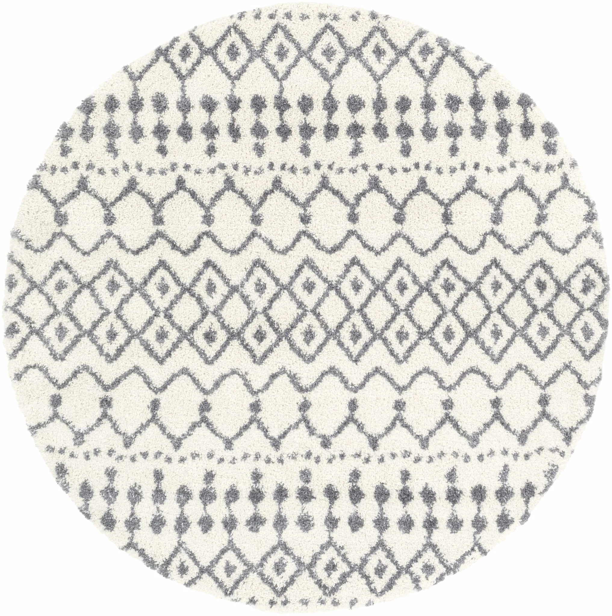 Ivory and Charcoal Geometrical Design Plush Pile Multi Size area rug - Image 4