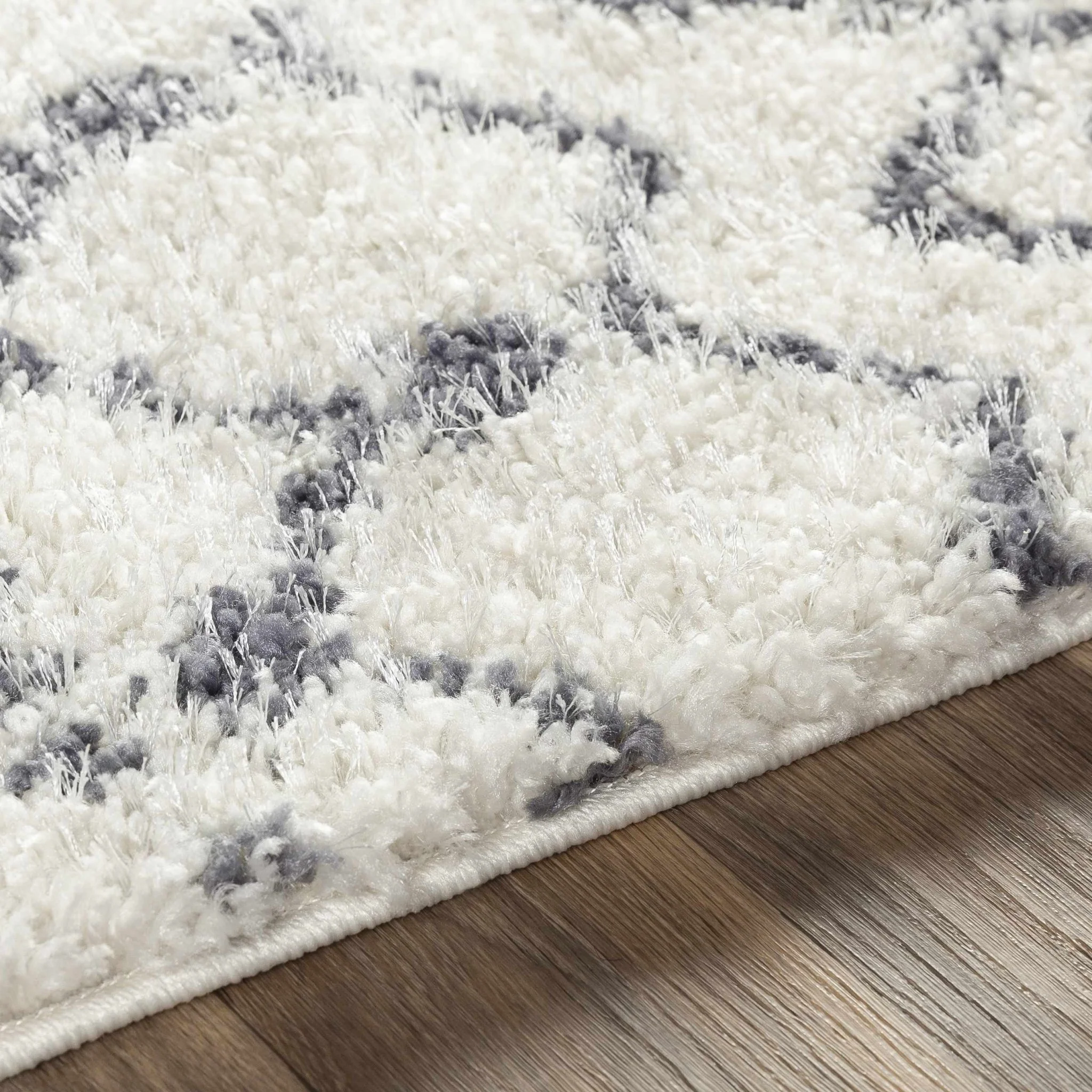 Ivory and Charcoal Geometrical Design Plush Pile Multi Size area rug - Image 7