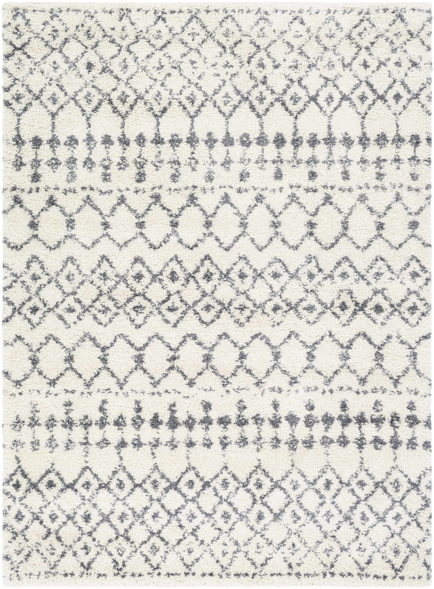 Ivory and Charcoal Geometrical Design Plush Pile Multi Size area rug - Image 8