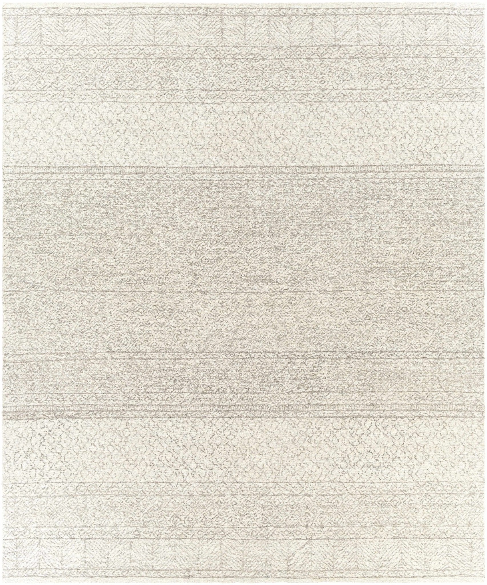 Tribal Look Ivory and Brown Geometrical Hand Tufted Wool Area Rug - Image 12