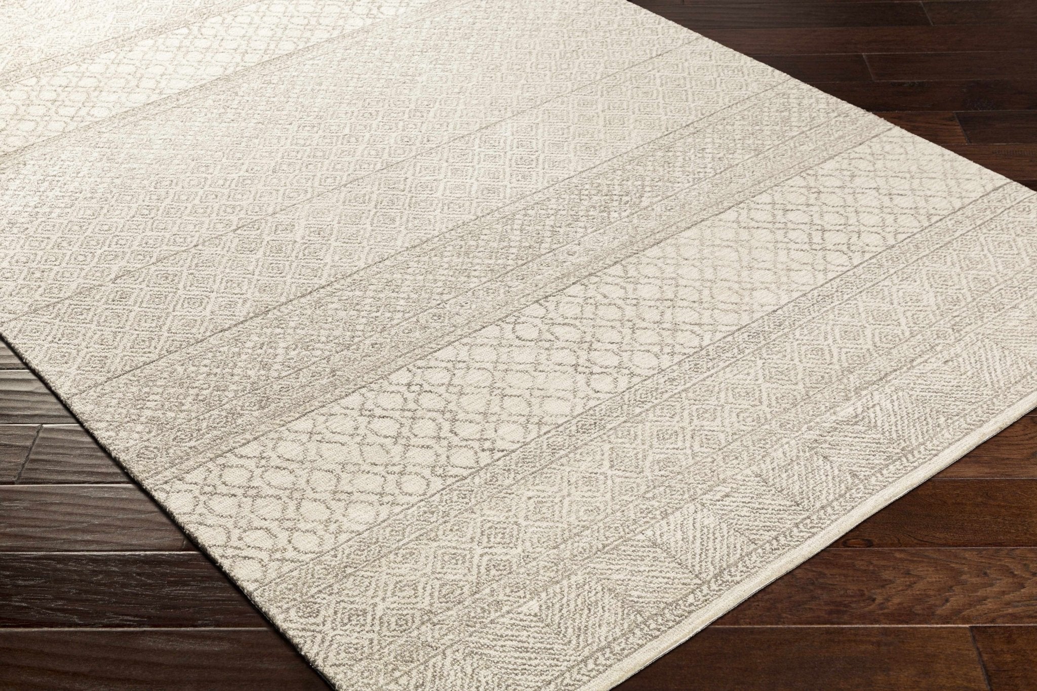 Tribal Look Ivory and Brown Geometrical Hand Tufted Wool Area Rug - Image 3