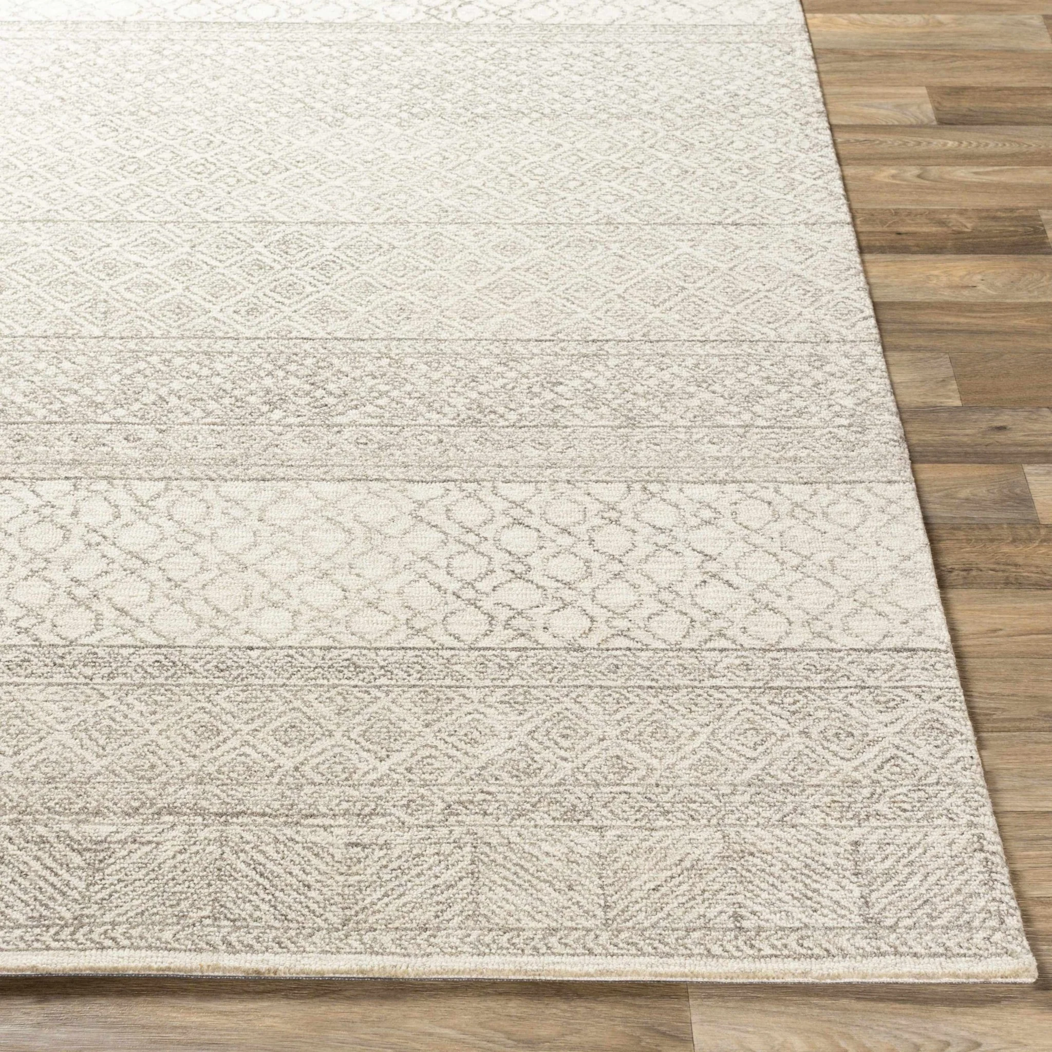 Tribal Look Ivory and Brown Geometrical Hand Tufted Wool Area Rug - Image 5