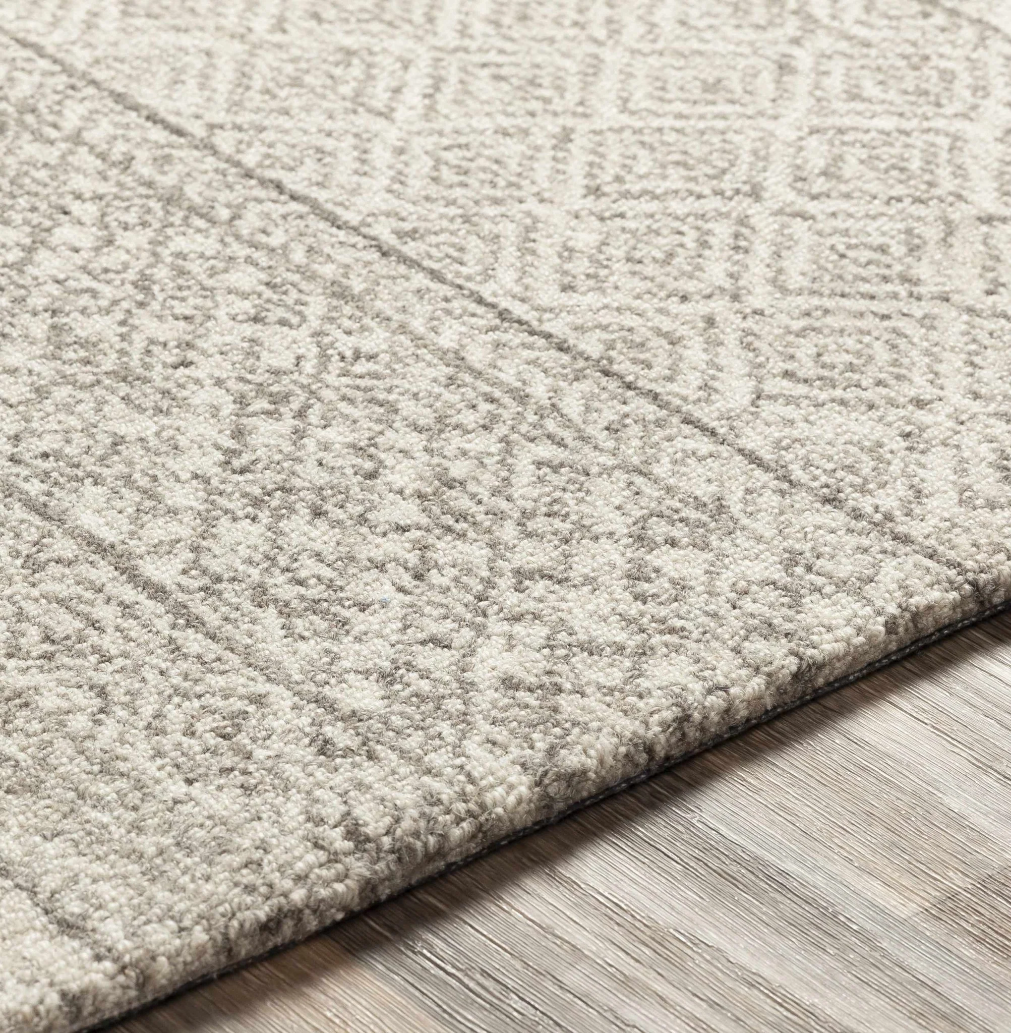 Tribal Look Ivory and Brown Geometrical Hand Tufted Wool Area Rug - Image 7