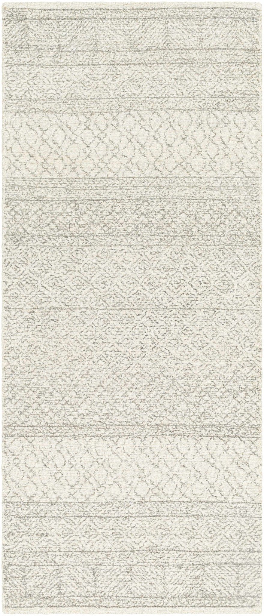 Tribal Look Ivory and Brown Geometrical Hand Tufted Wool Area Rug - Image 9