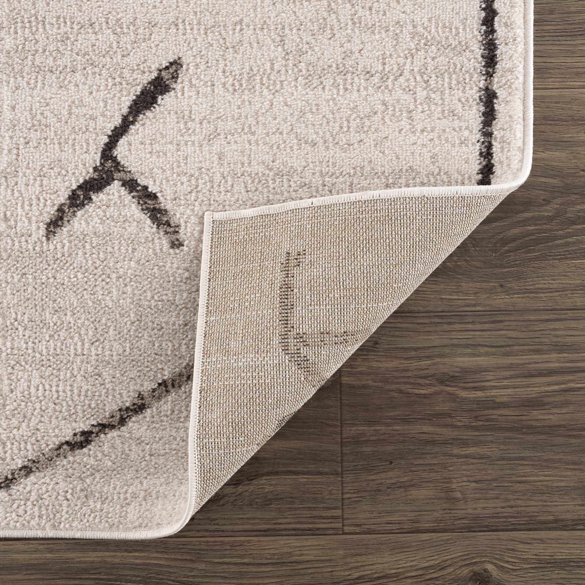 Tribal Design contemporary Light Peach and Charcoal Area Rug - Image 5