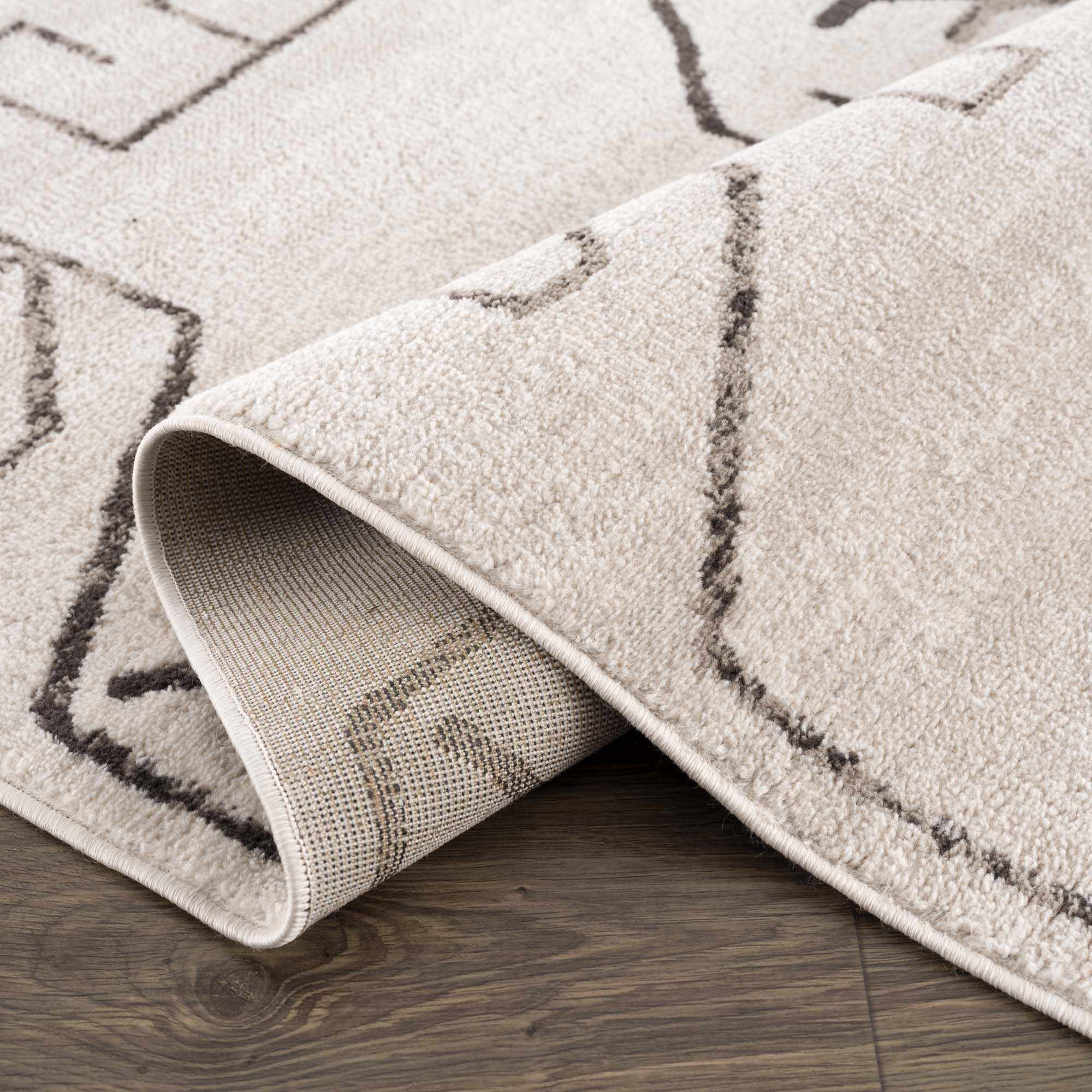 Tribal Design contemporary Light Peach and Charcoal Area Rug - Image 7