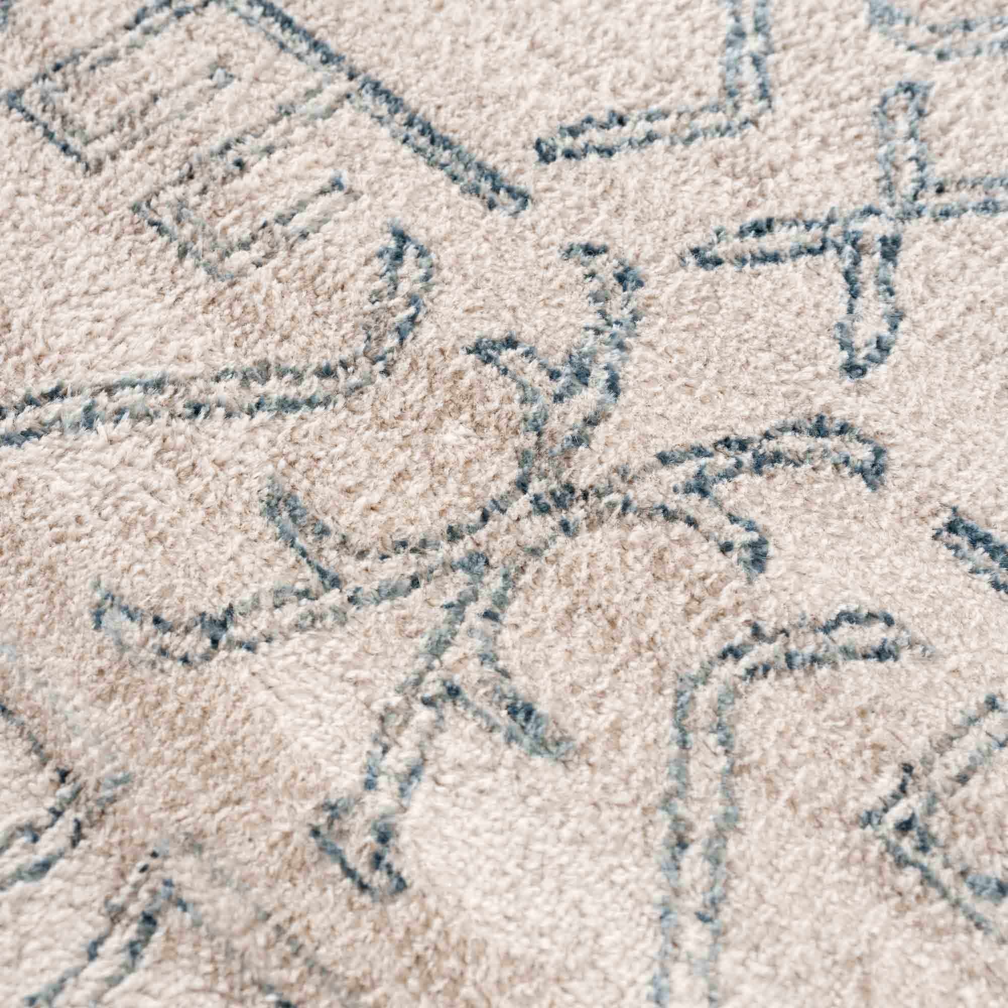 Tribal Design Light Peach and Teal Area Rug - Image 10
