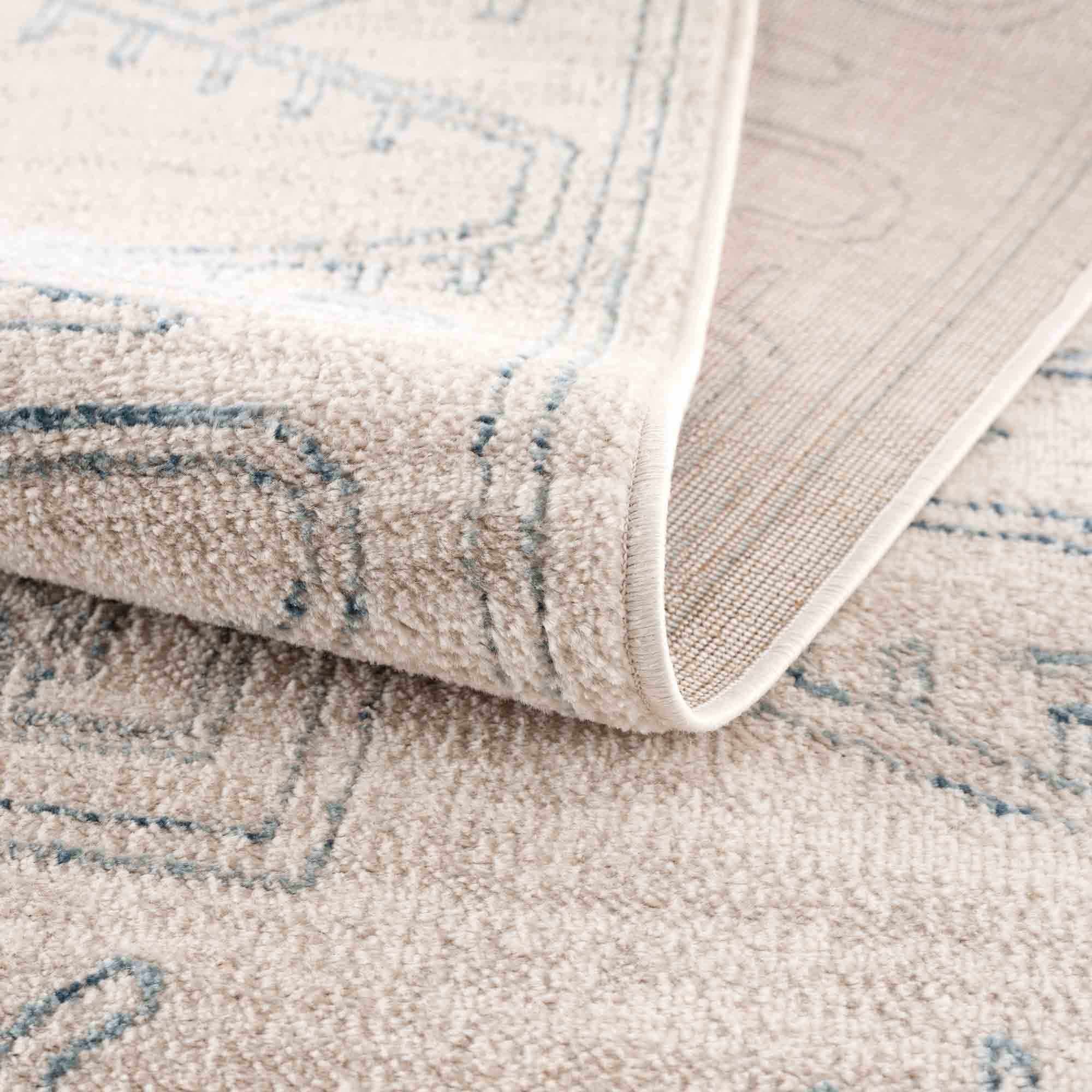 Tribal Design Light Peach and Teal Area Rug - Image 5