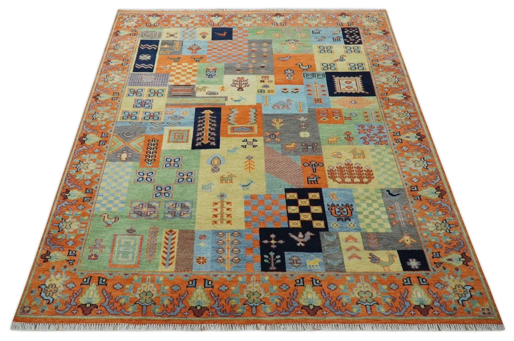 8x10 Antique Style Tribal Multi Color Hand knotted Traditional Wool Area Rug - Image 10