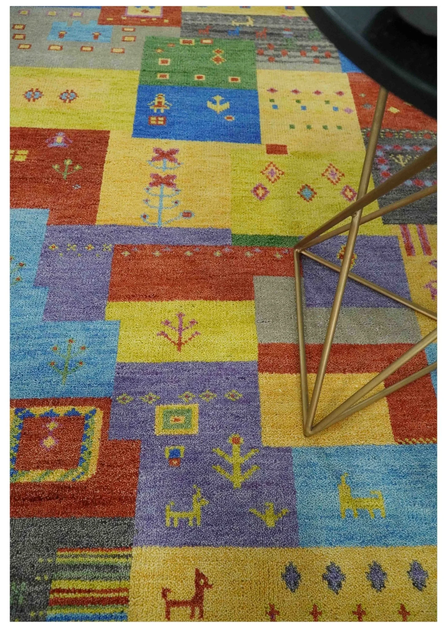 Hand knotted Traditional Multi color Antique Tribal Style Gabbeh Design Wool Area Rug - Image 2