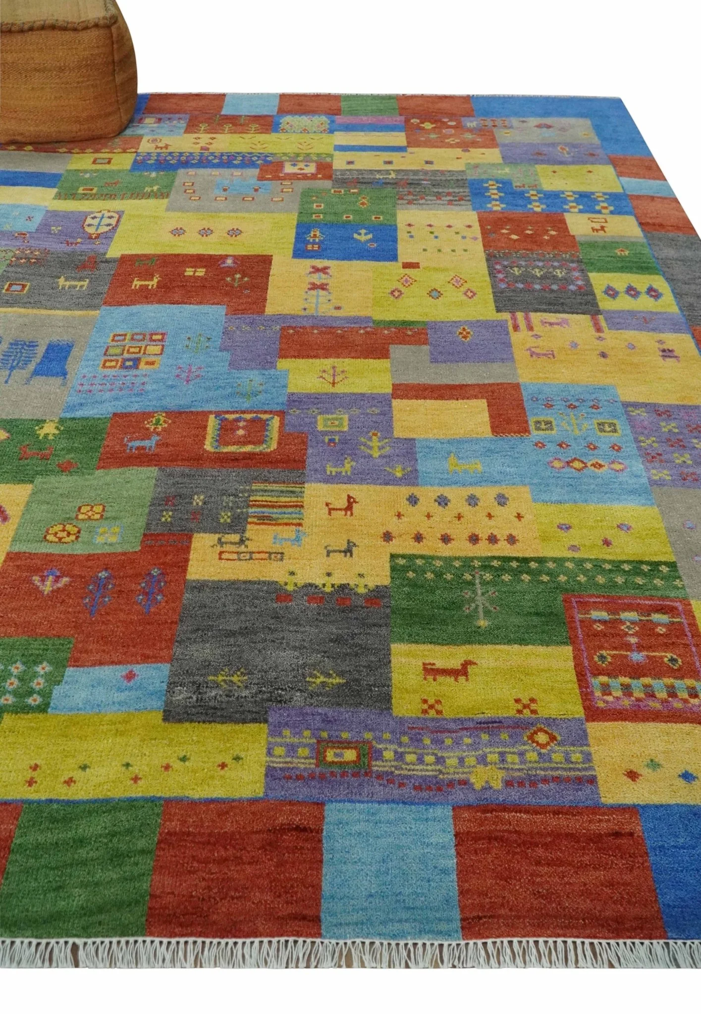 Hand knotted Traditional Multi color Antique Tribal Style Gabbeh Design Wool Area Rug - Image 3