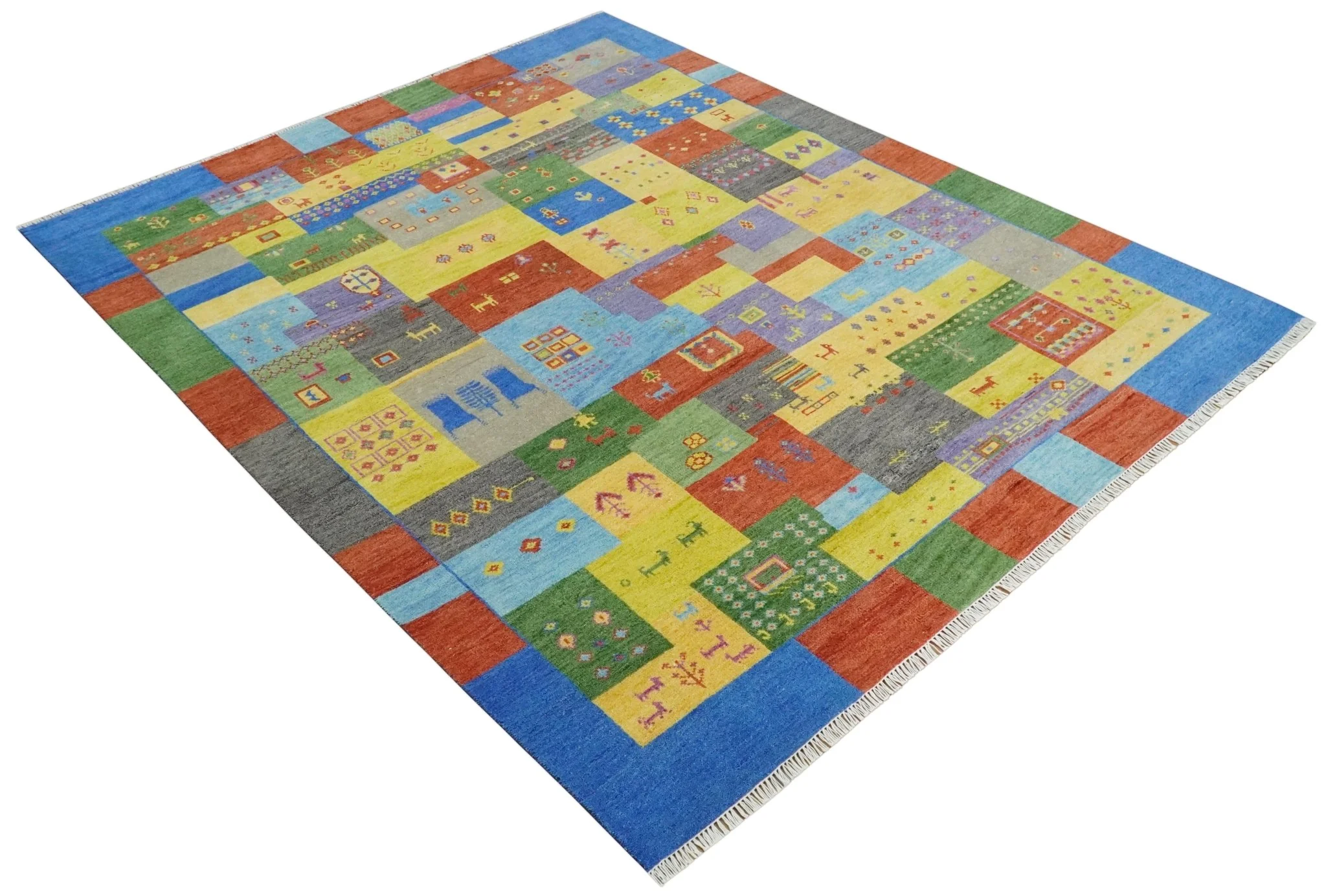 Hand knotted Traditional Multi color Antique Tribal Style Gabbeh Design Wool Area Rug - Image 9