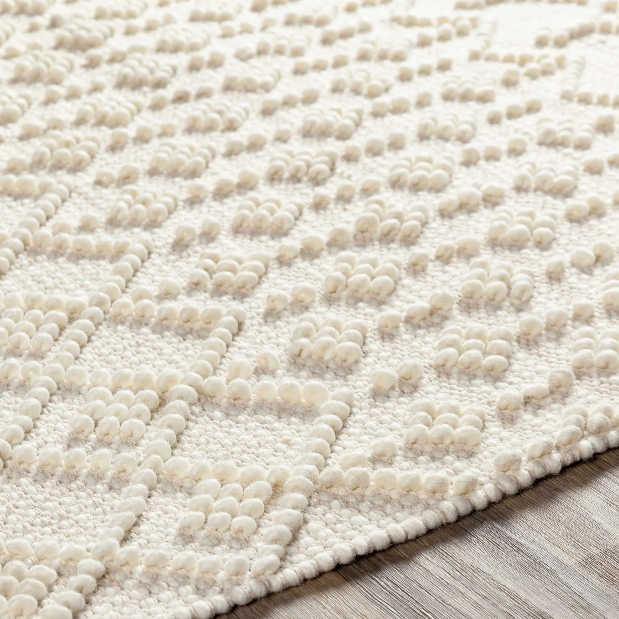 Tribal look Tassels Textured Beige, white Hand woven Wool and Cotton Area Rug - Image 8
