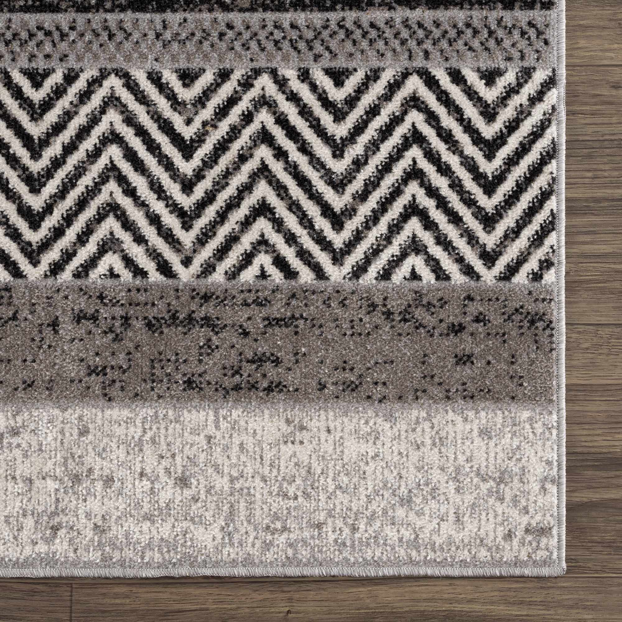 Tribal Pattern Premium look Silver, Charcoal, Gray and Brown easy Washable Rug - Image 10