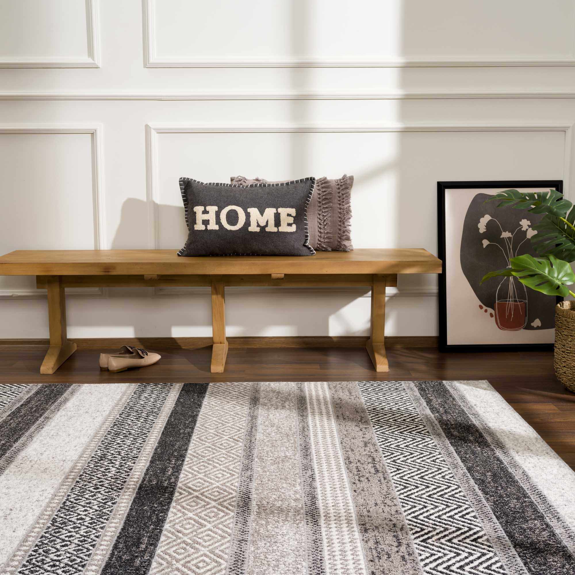 Tribal Pattern Premium look Silver, Charcoal, Gray and Brown easy Washable Rug - Image 15